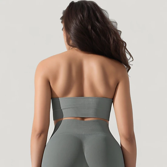 Anna-Kaci Women's Seamless Halter Neck Athletic Crop Top with Ribbed Detailing