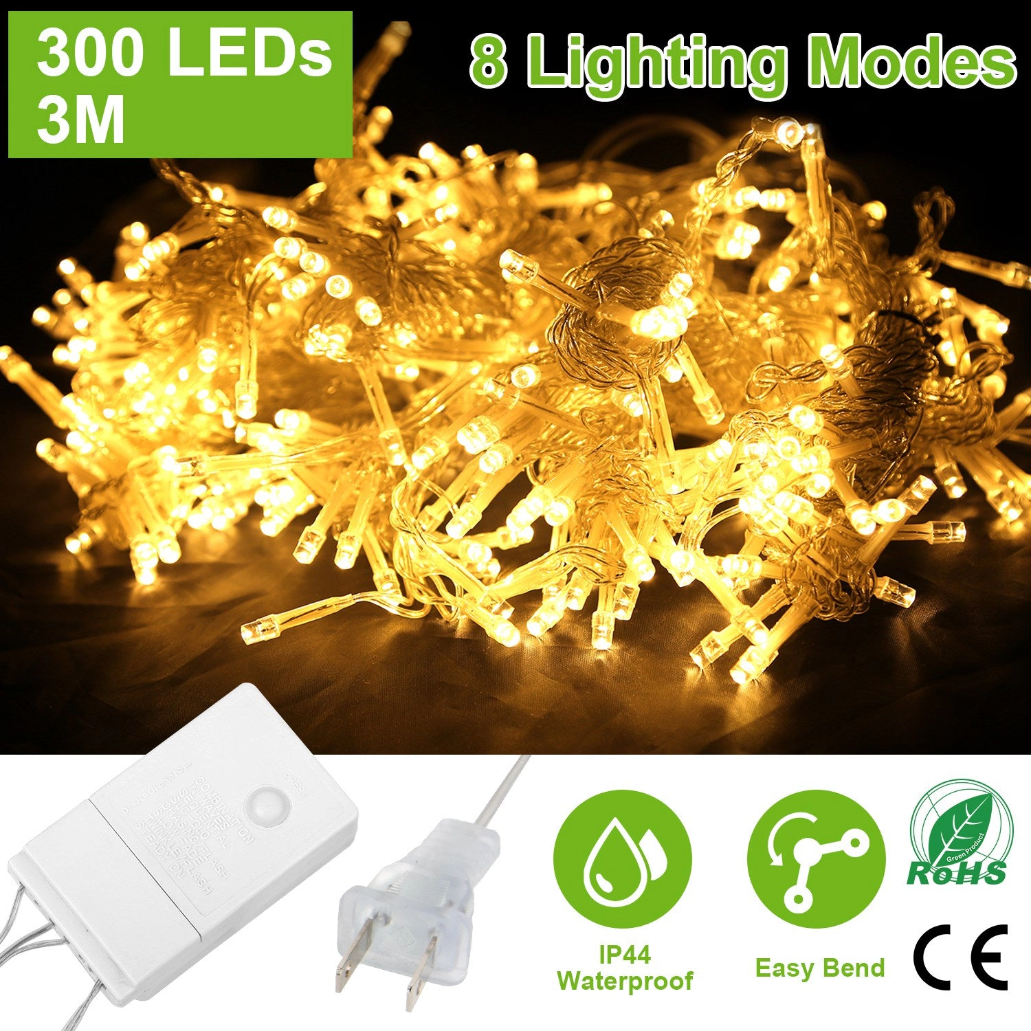 GBruno 300 LED String Curtain Light With Remote