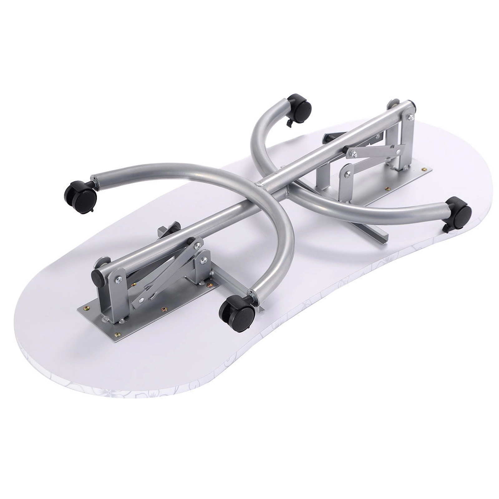SUGIFT Folding Legs Carry Bag Wrist Rest Drawer 4 Lockable Casters Manicure Nail Desk 35.5-in x 14.5-in x 27-in White