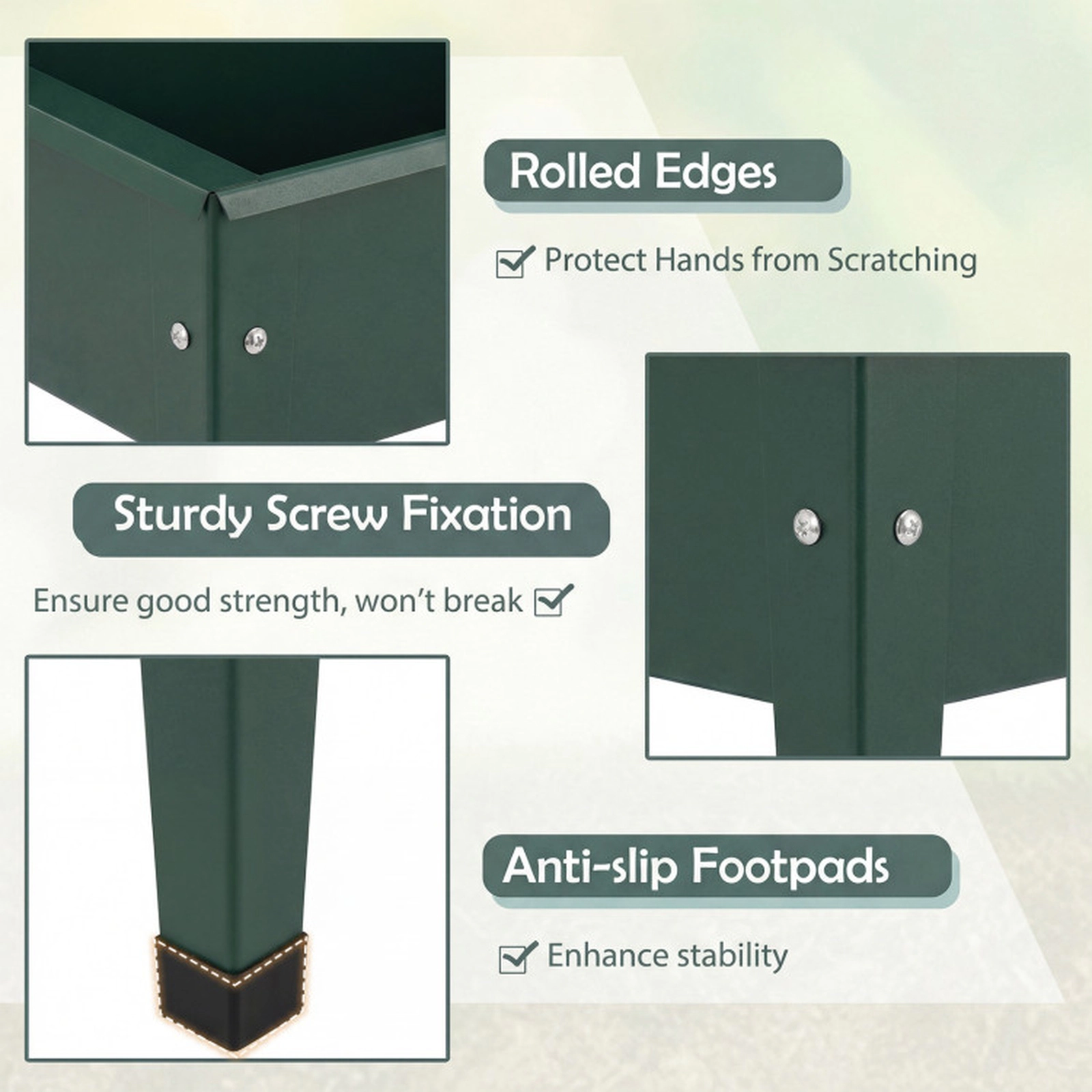 SUGIFT 44-lb Capacity 24-in Green Metal Elevated Raised Garden Bed with Legs Rolled Edges and Drainage Hole