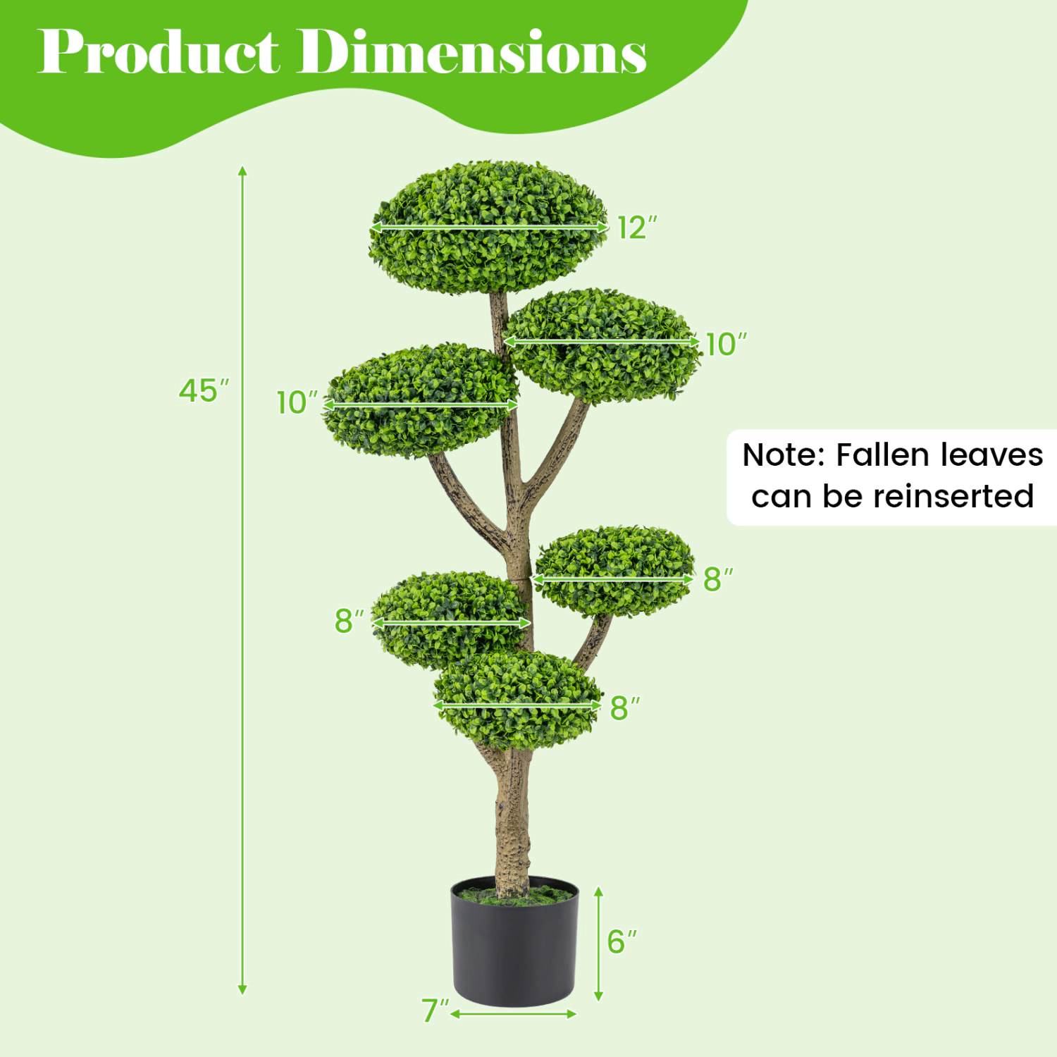 Slickblue Artificial 3 Ball Topiary Tree 45 Inch Potted Faux Plant for Home Office Patio Decor