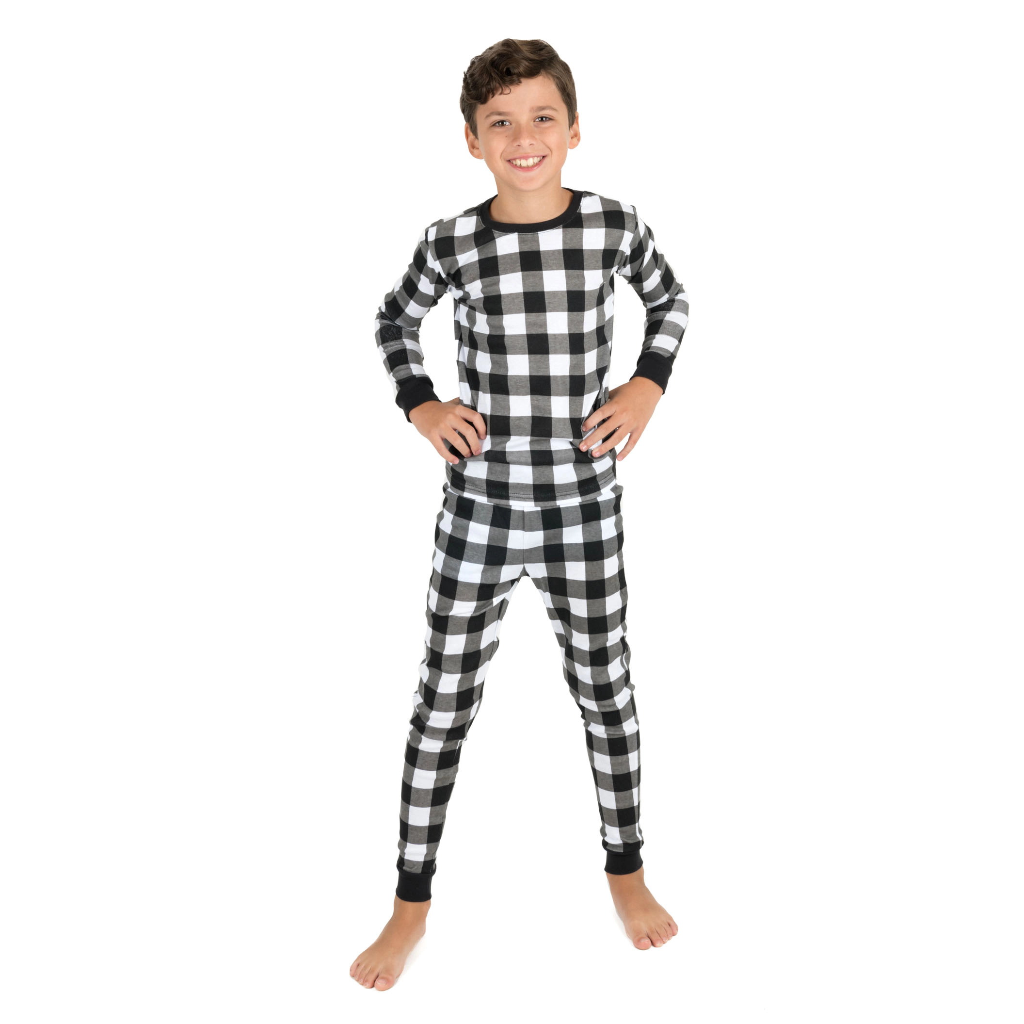 Leveret Kids 2-Piece Buffalo Plaid Cotton Snug Fit Pajama Set