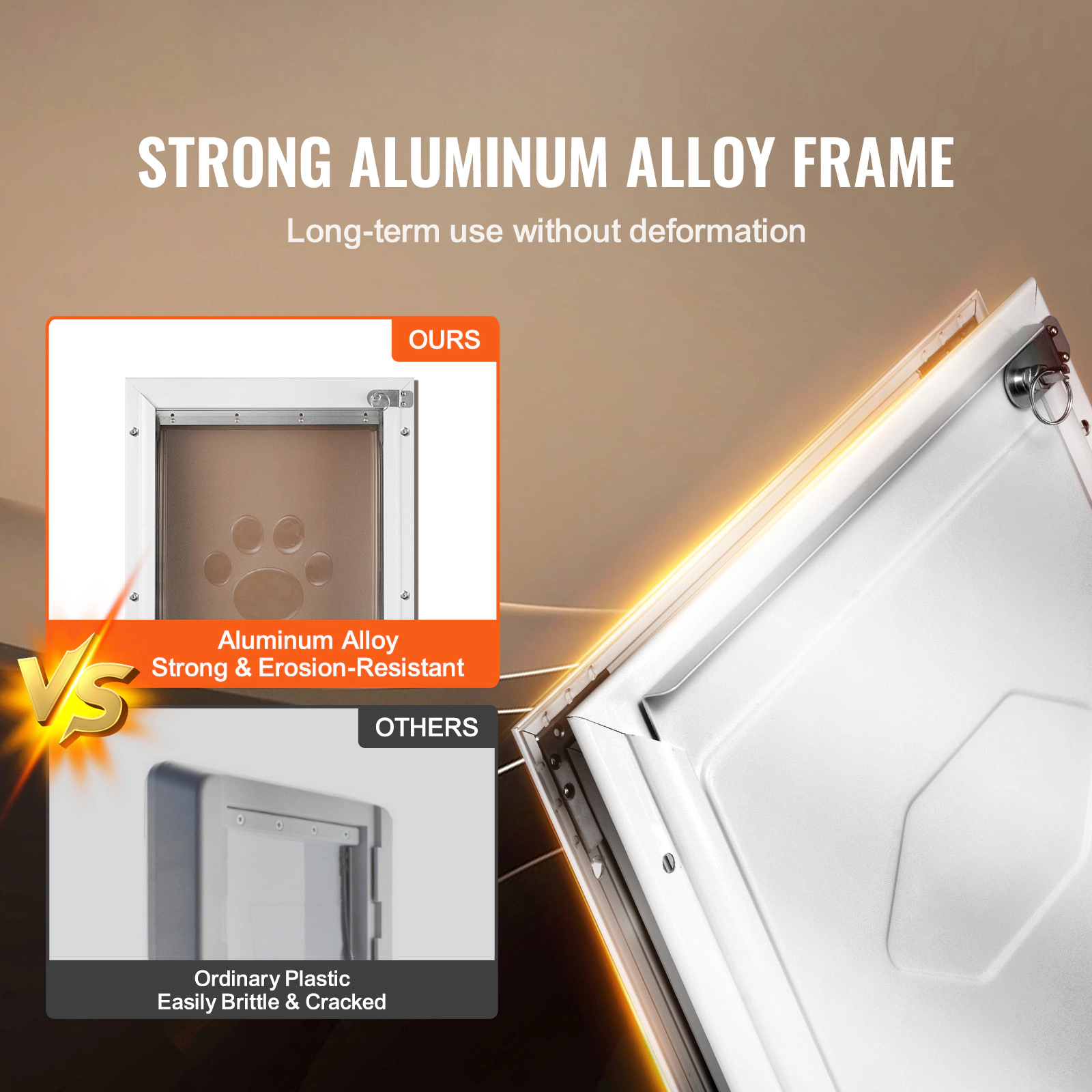 HONGGE Pet Door for Cats and Dogs, Medium, Aluminum Frame with Lock and PVC Flap, Weatherproof, Easy Install, White