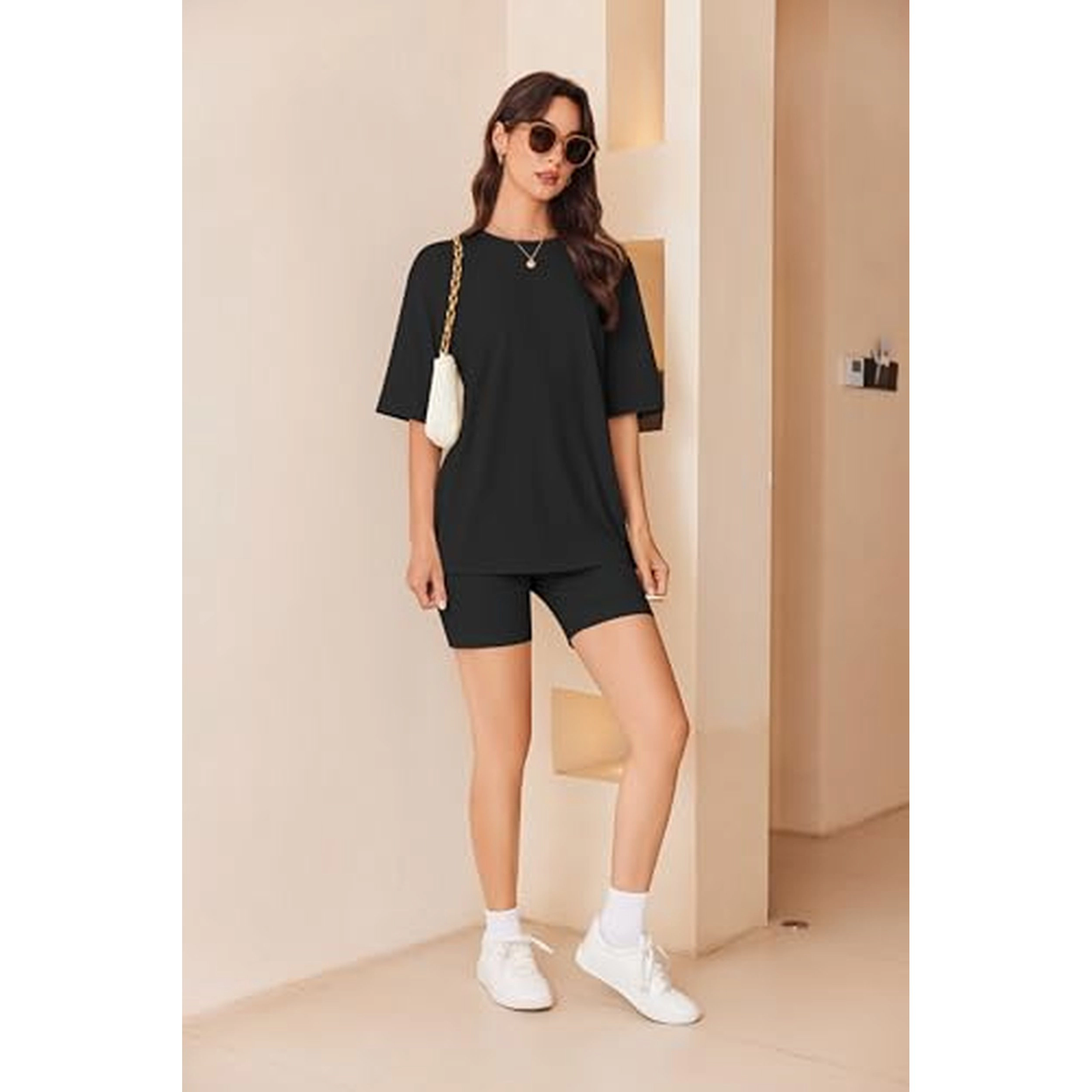 Ekouaer Women Lounge Sets Summer Outfits T-Shirt Top and Biker Short Set 2 Piece Matching