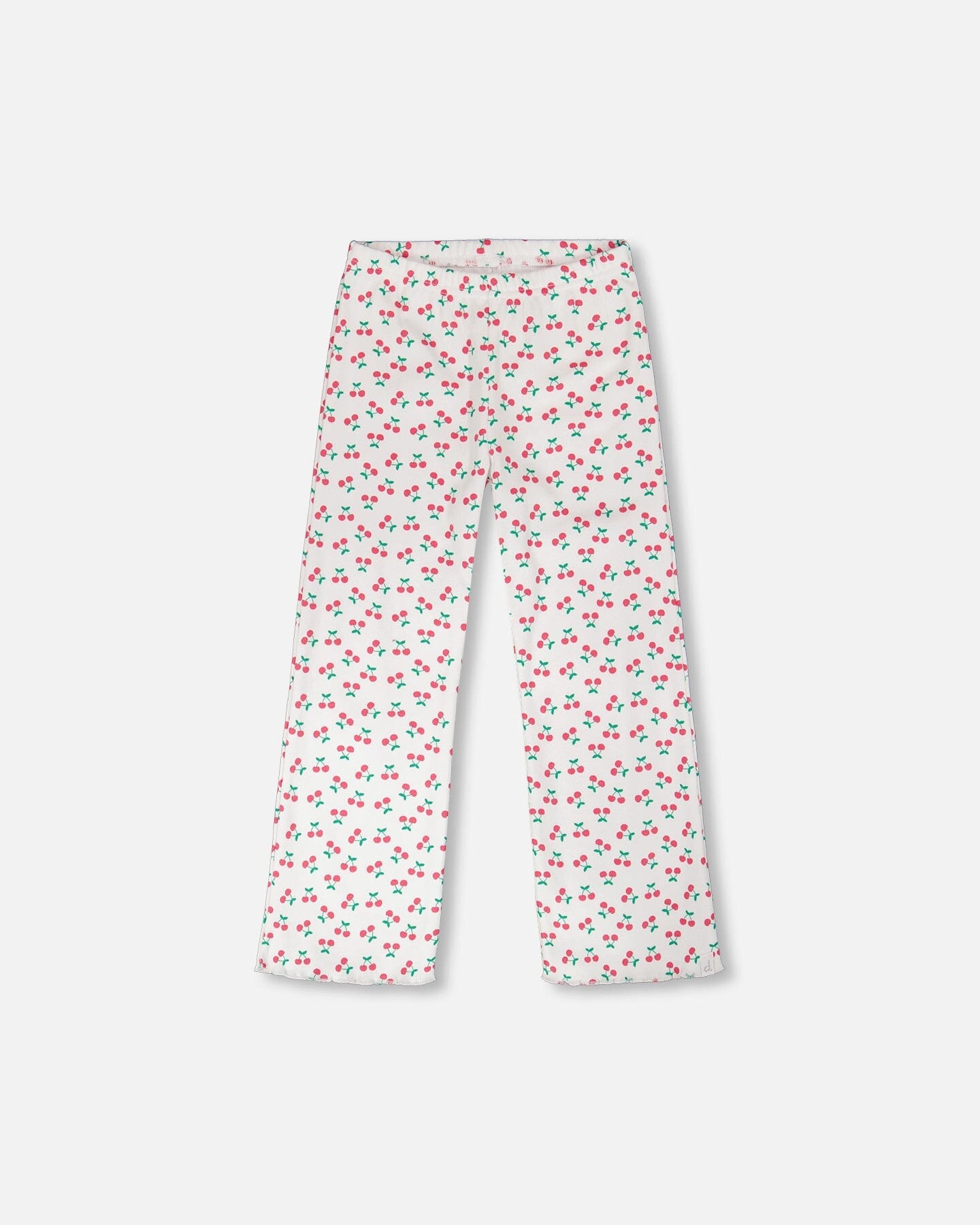 Deux par Deux Girls Rib Flare Leg Leggings Printed Cherries