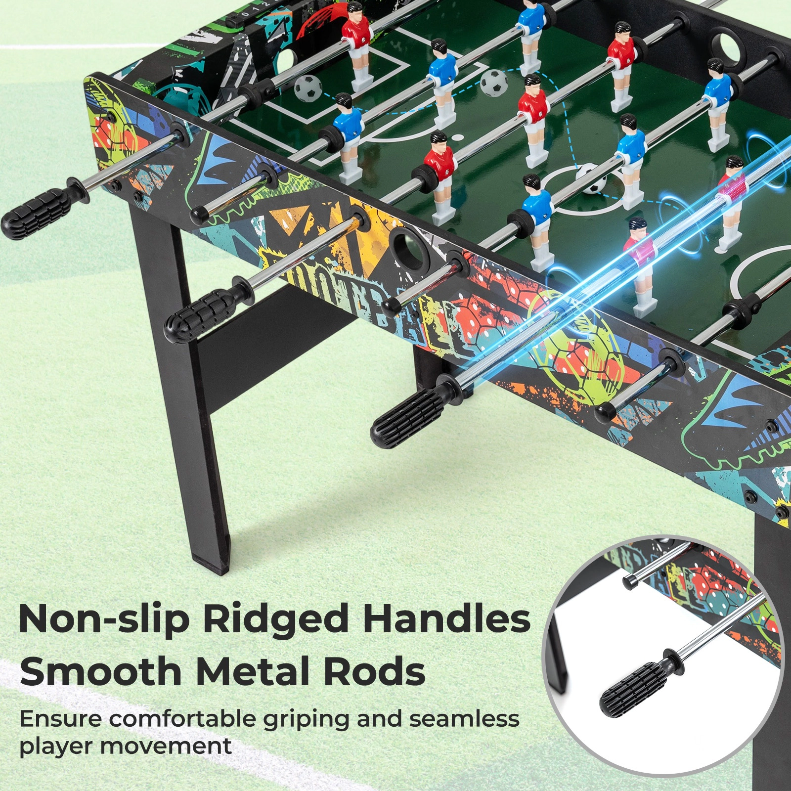 SUGIFT Black 2-in-1 Mini Foosball Soccer Table with Detachable Legs and Metal Rods 34-in W 20-in D 27-in H