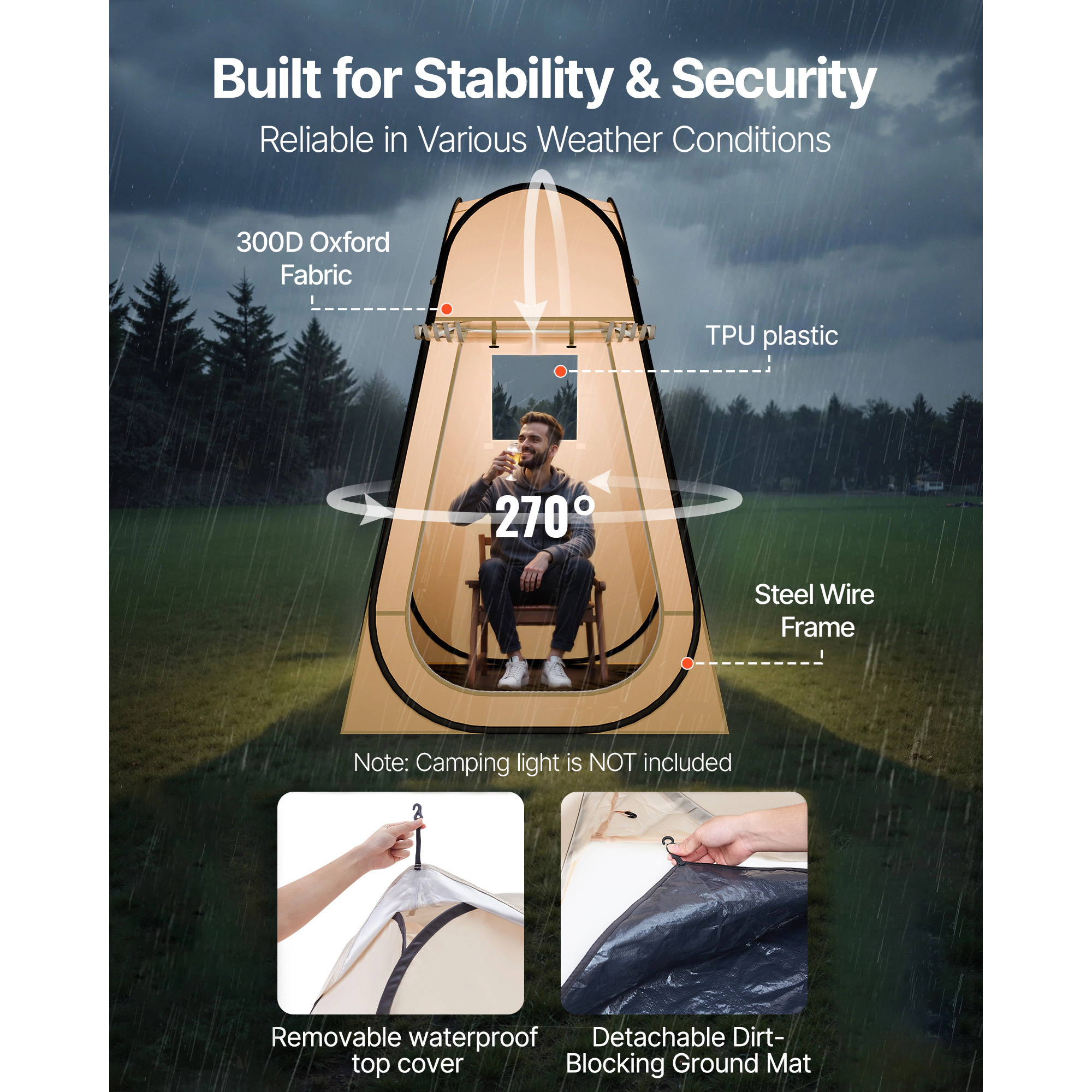 HONGGE Pop up Sports Tent Clear Bubble Tent for Waterproof Outdoor Pod with Floor Mat & Top Cover Garden Igloo Dome