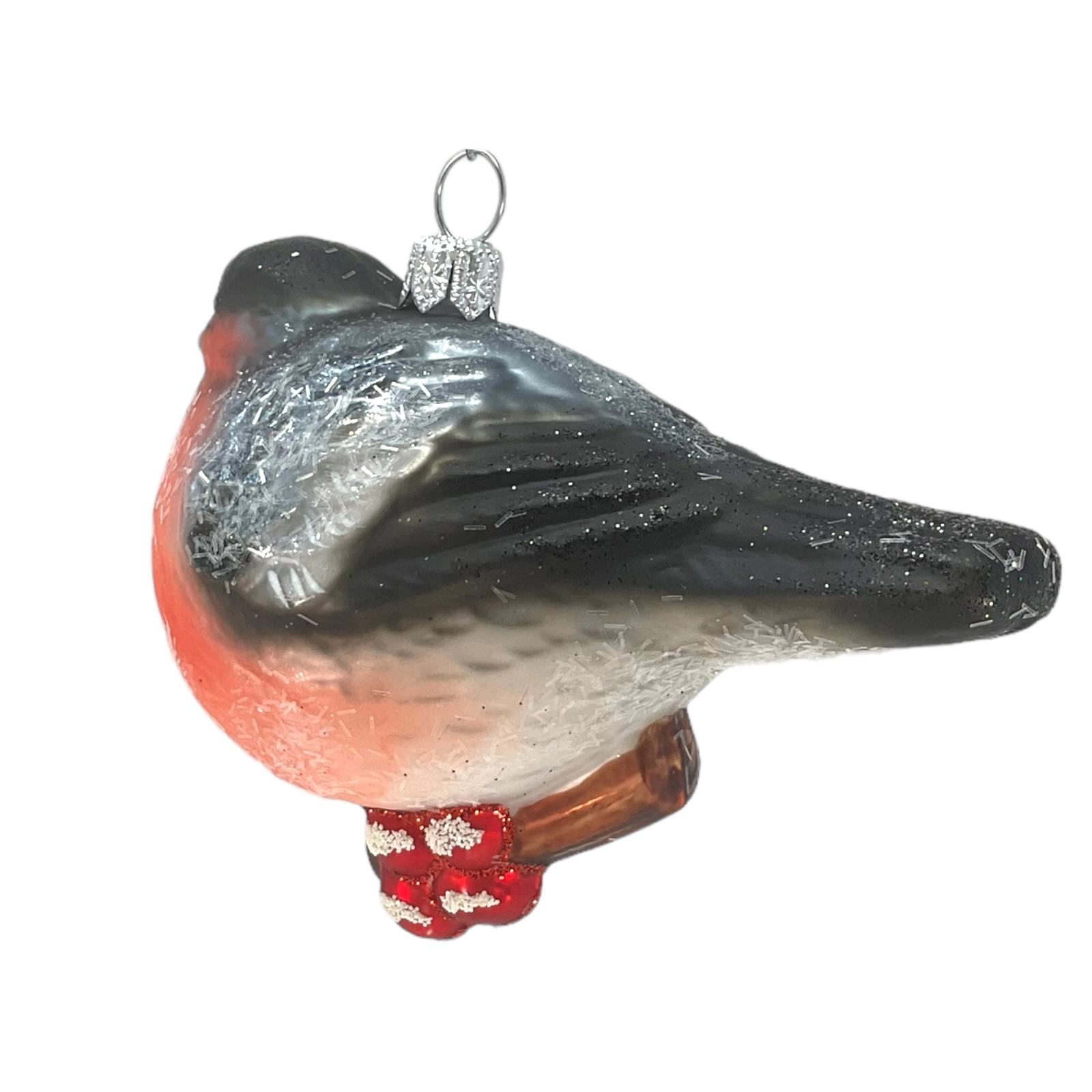 Pinnacle Peak Trading Company Chickadee Bird on Branch Polish Glass Christmas Tree Ornament Wildlife Animal