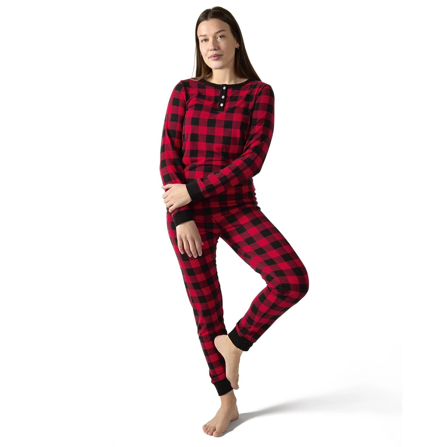MeMoi Women's Buffalo Plaid Two-Piece PJ Set a Bag