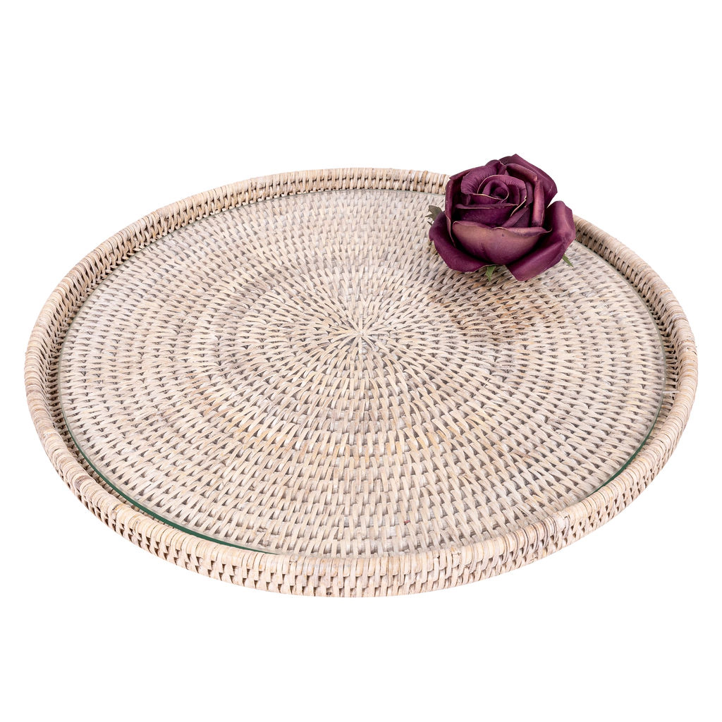 Saboga Home™ Round Flat Tray with Glass Insert