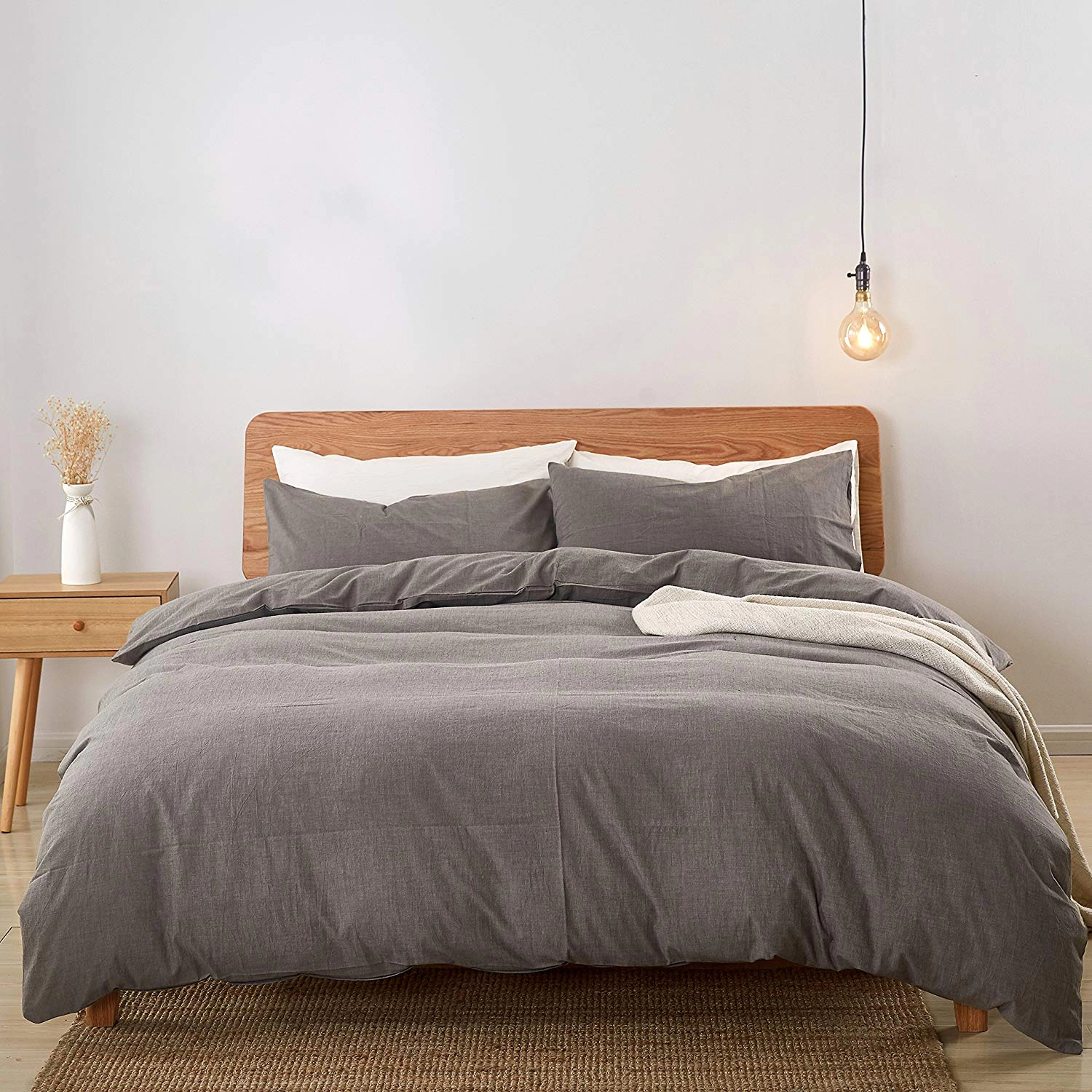 MarCielo 3 Piece 100% Cotton Duvet Cover Set, Cozy Breathable Bedding