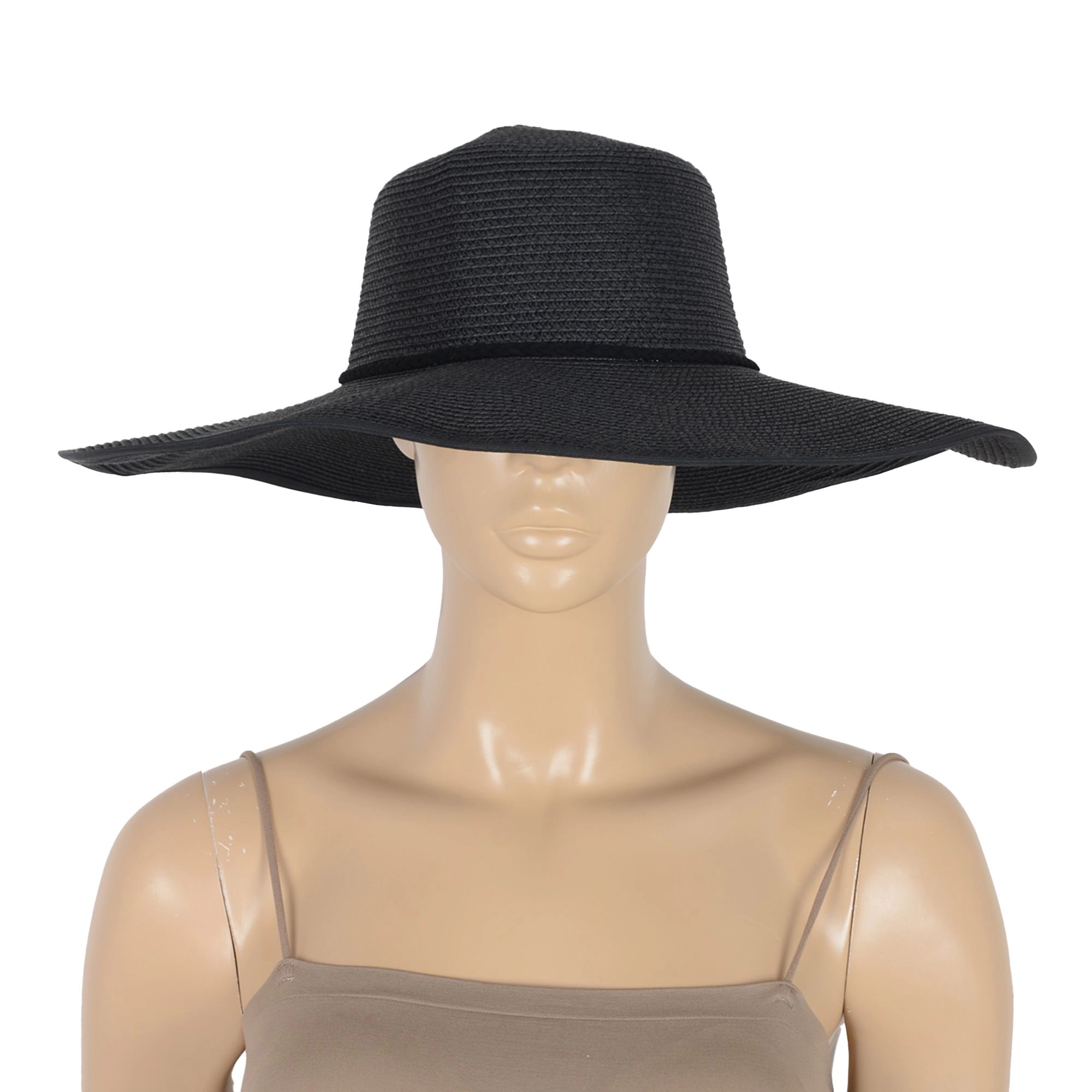 Anna-Kaci Women's Wide Brim Straw Sun Hat with Braided Cord Detail Lightweight Packable Design for Outdoor Protection