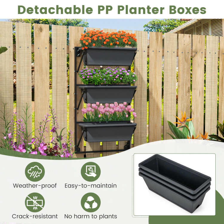 Hivvago Hanging Vertical Planter Wall-mounted Adjustable with Detachable Hooks