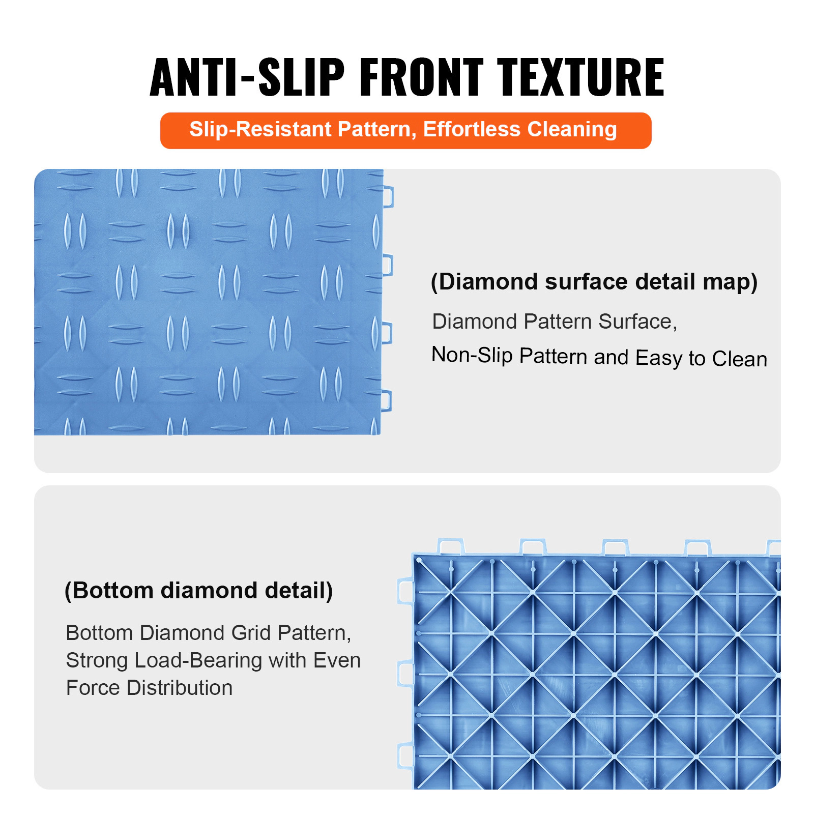 HONGGE Garage Tiles Interlocking 12 x 12 x 0.53 inch Garage Floor Covering Tiles Non-Slip Double-Sided Texture Garage