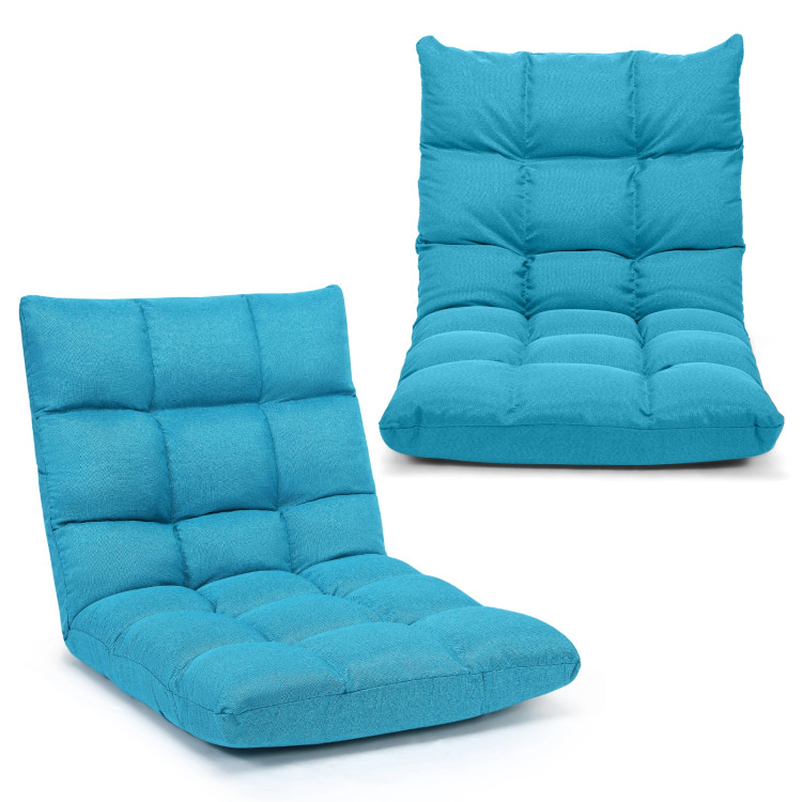 SUGIFT 14-Position Folding Floor Gaming Chair, Adjustable Backrest, 264-Lb Capacity, Light Blue