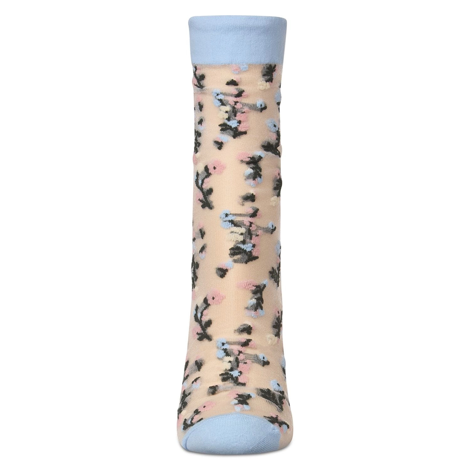 MeMoi Women's Flowing Floral Sheer Crew Socks