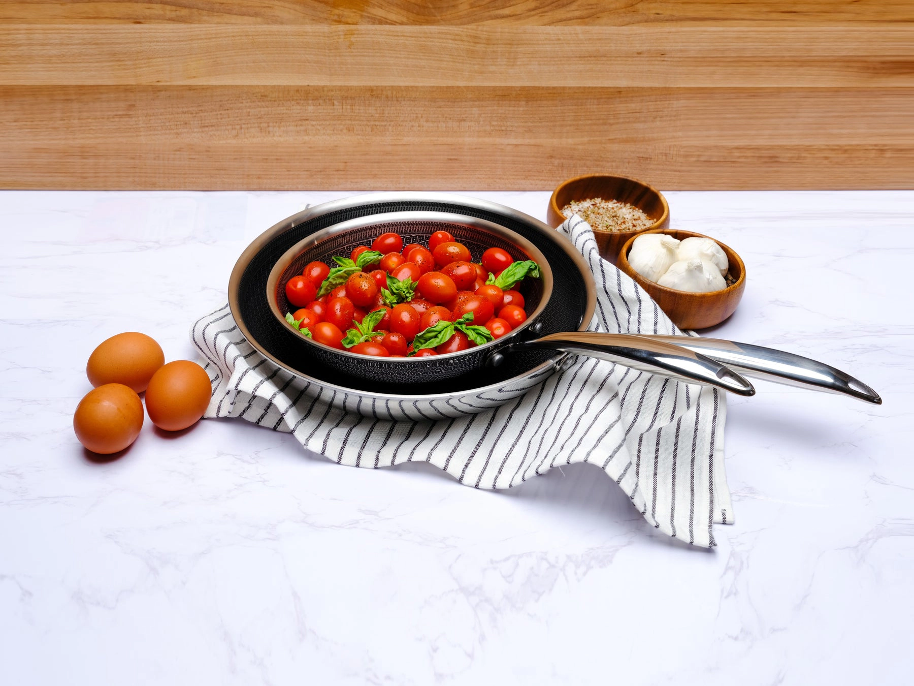 Lexi Home Dura Clad Tri-Ply Stainless Steel Frying Pan, Nonstick, Induction & Oven Safe