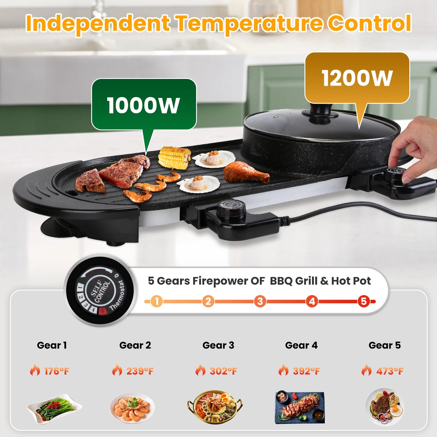 GBruno 2-in-1 Electric Hot Pot With BBQ Grill Cooker