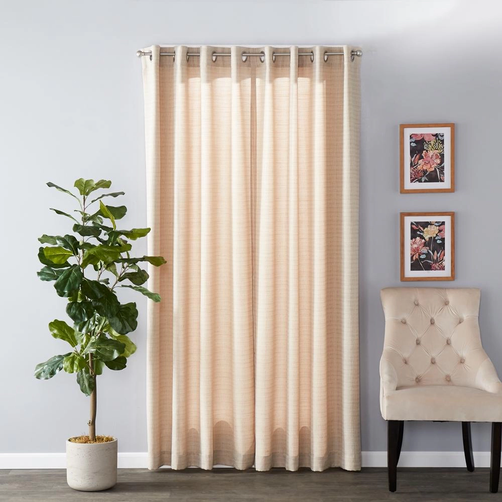 SKL Home Saturday Knight Ltd Maeve Sophisticated Yarn Dyed Woven Horizontal Pattern SunSafe Window Panel - 40X84", Tan