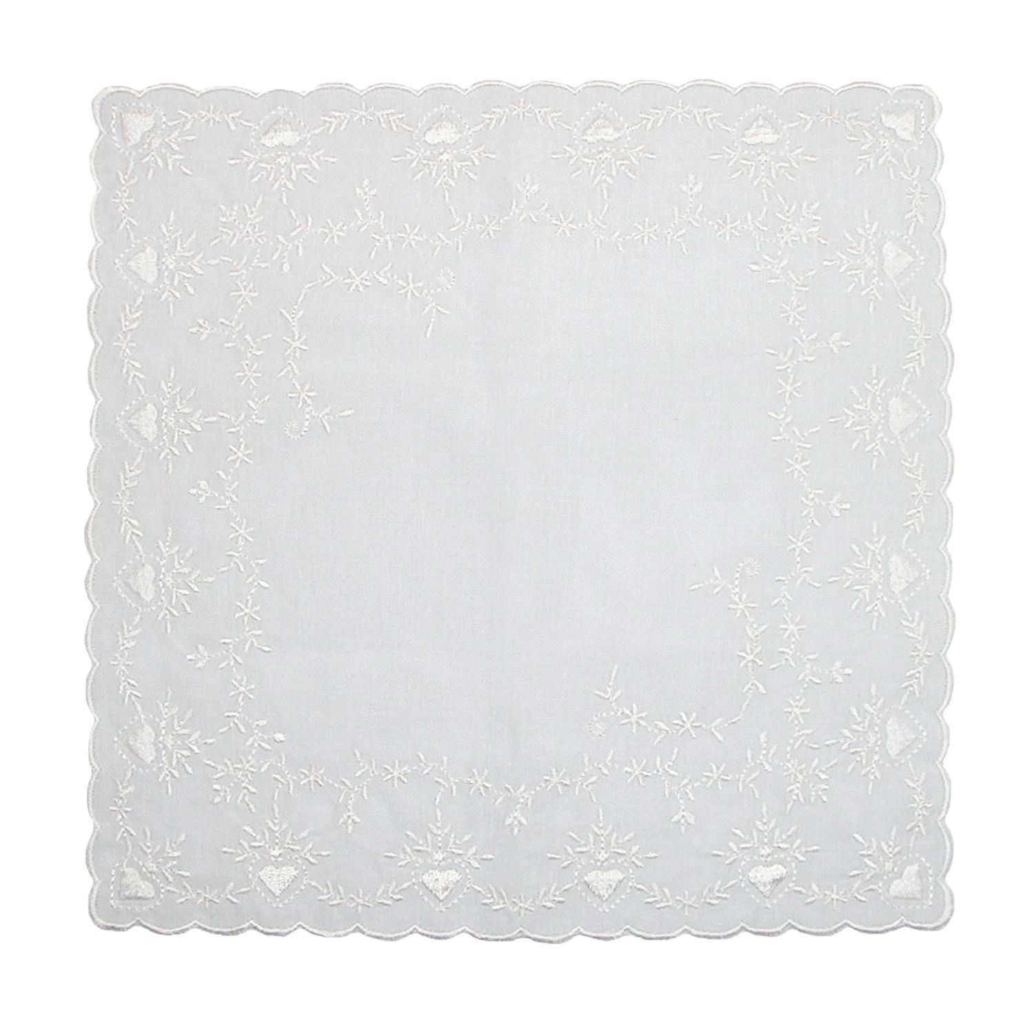 CTM Women's Soft Cotton Bridal Heart Embroidered Handkerchief