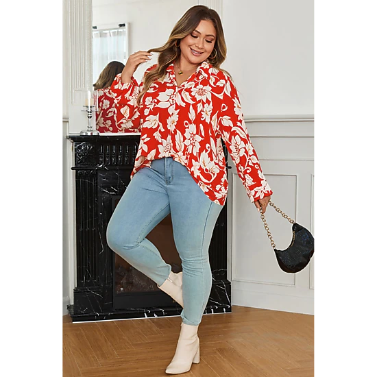 Threaded Pear Women's Shelby Print Loose Up PLUS Shirt