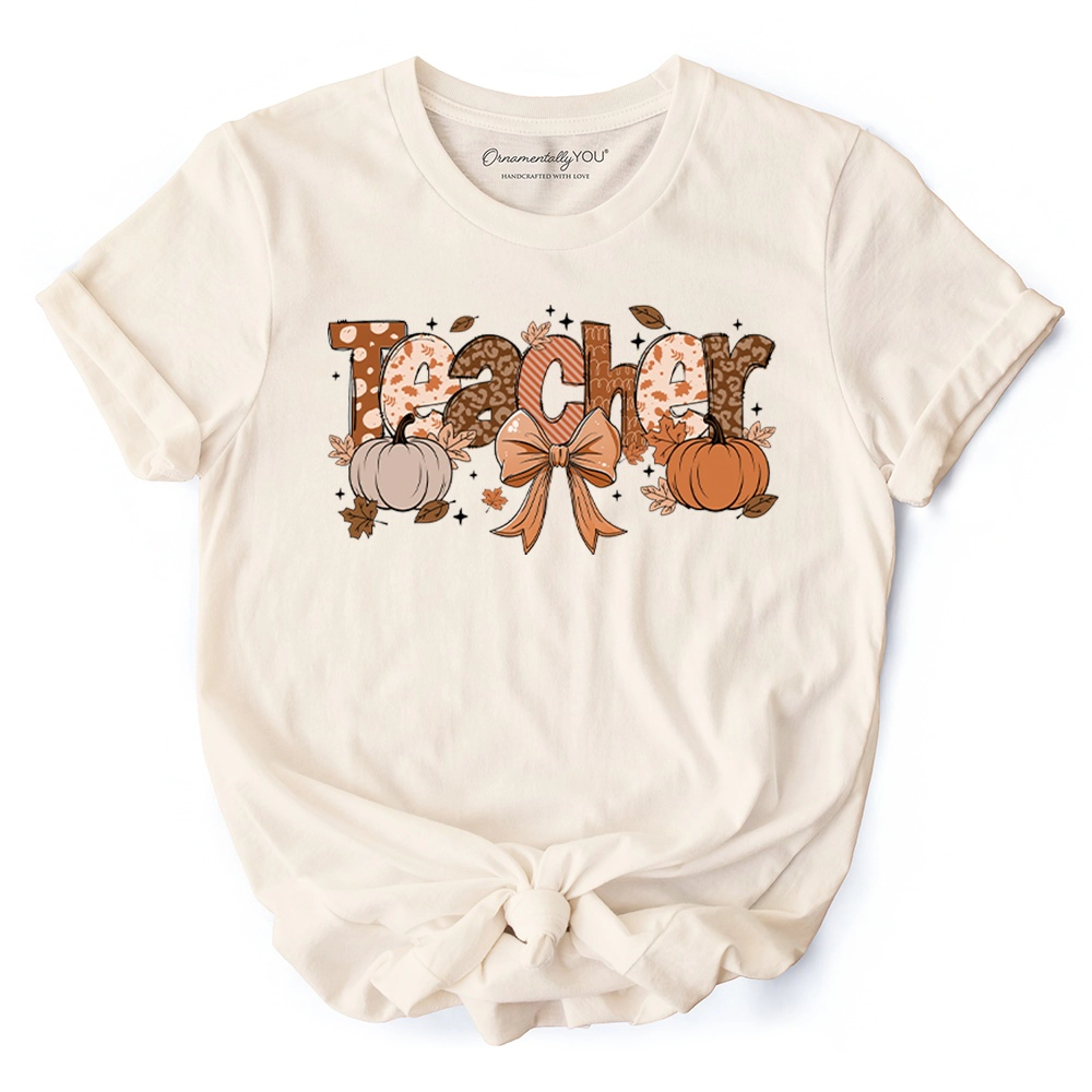 OrnamentallyYou Womens Teacher Coquette Autumn T-Shirt