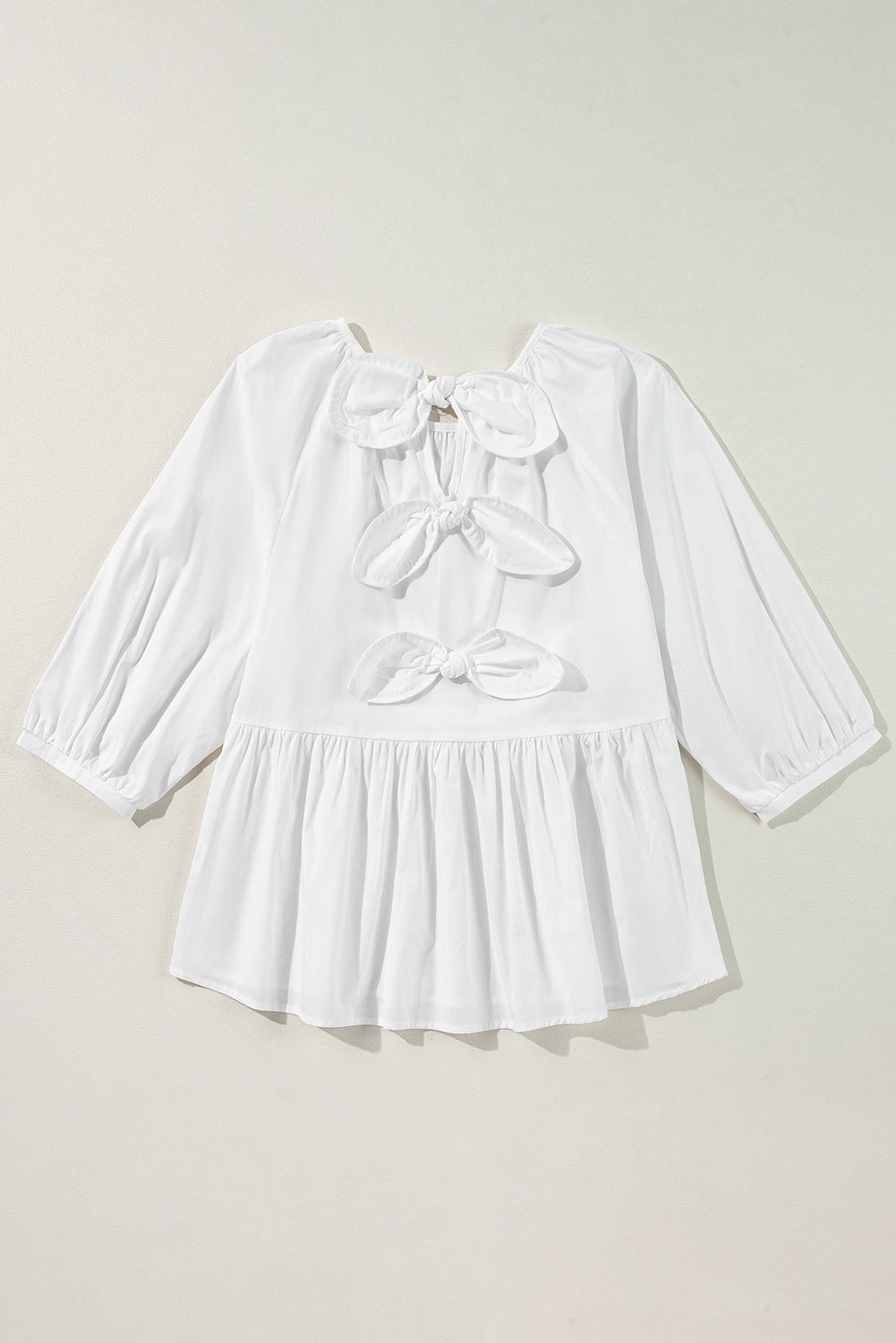 Threaded Pear Women's Paula Bow Knot Cutout Back Blouse
