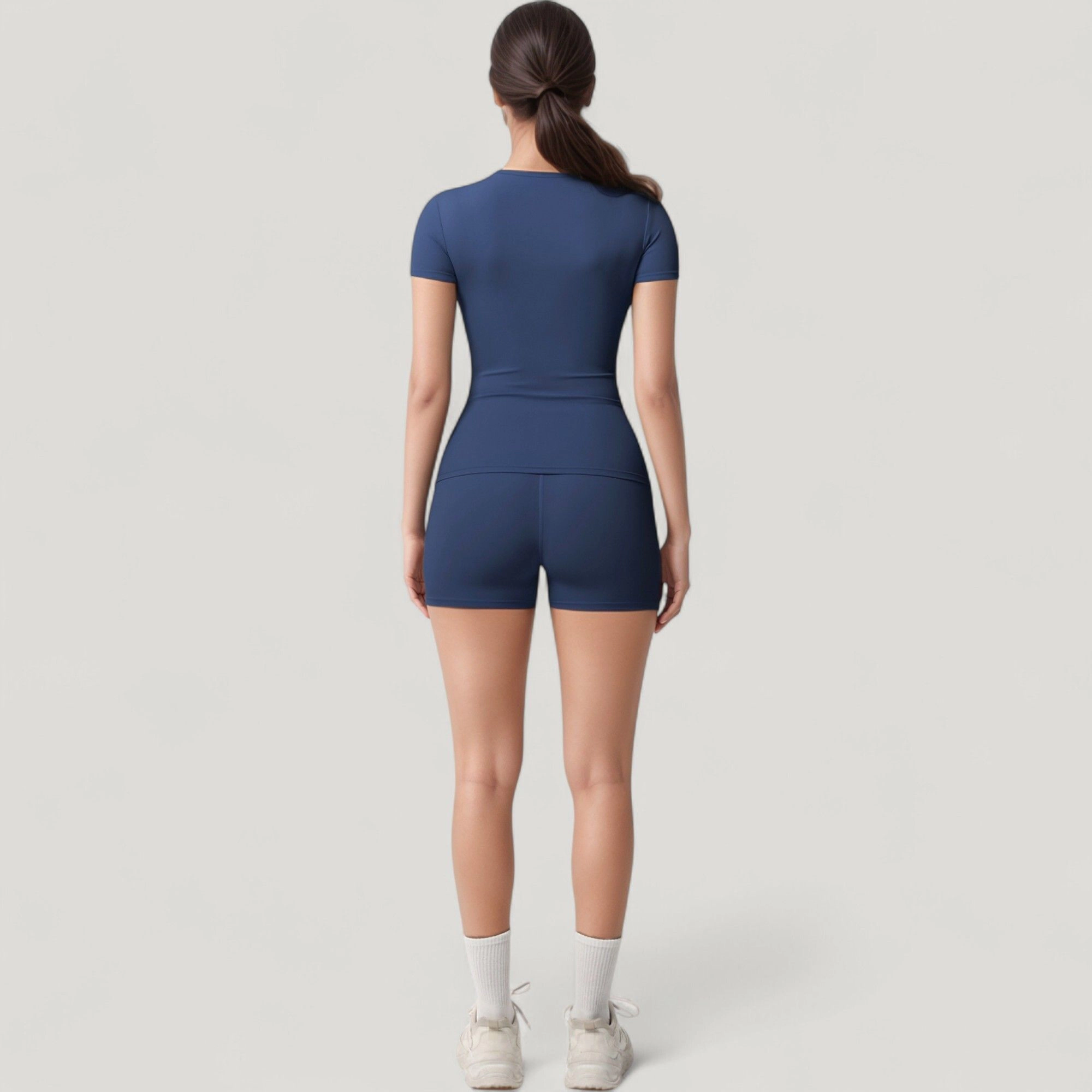 Anna-Kaci Women's Fitted Short Sleeve Top and High Waist Shorts 2-Piece Active Set