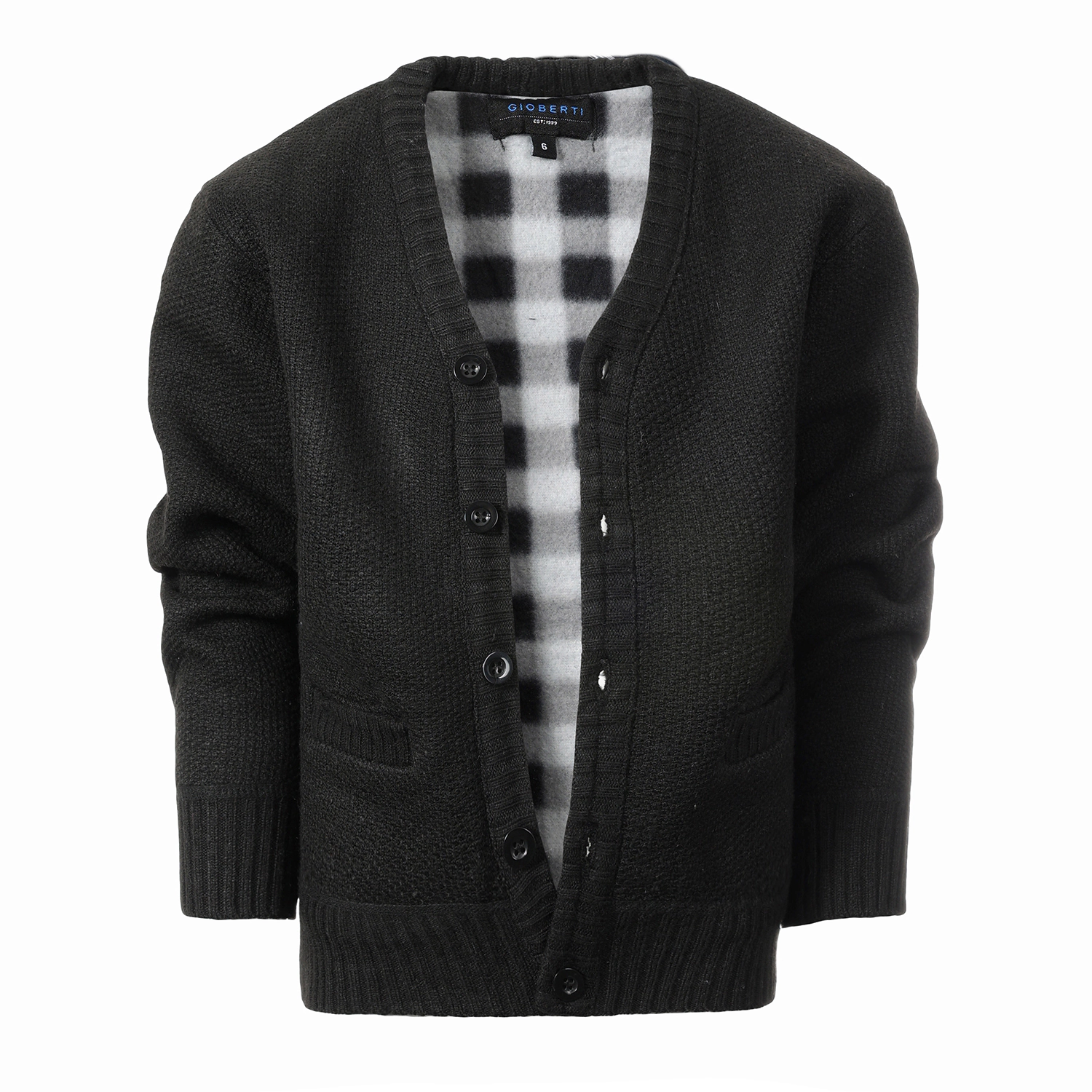 Gioberti Boy's Cardigan Sweater with Soft Brushed Flannel Lining and Pockets