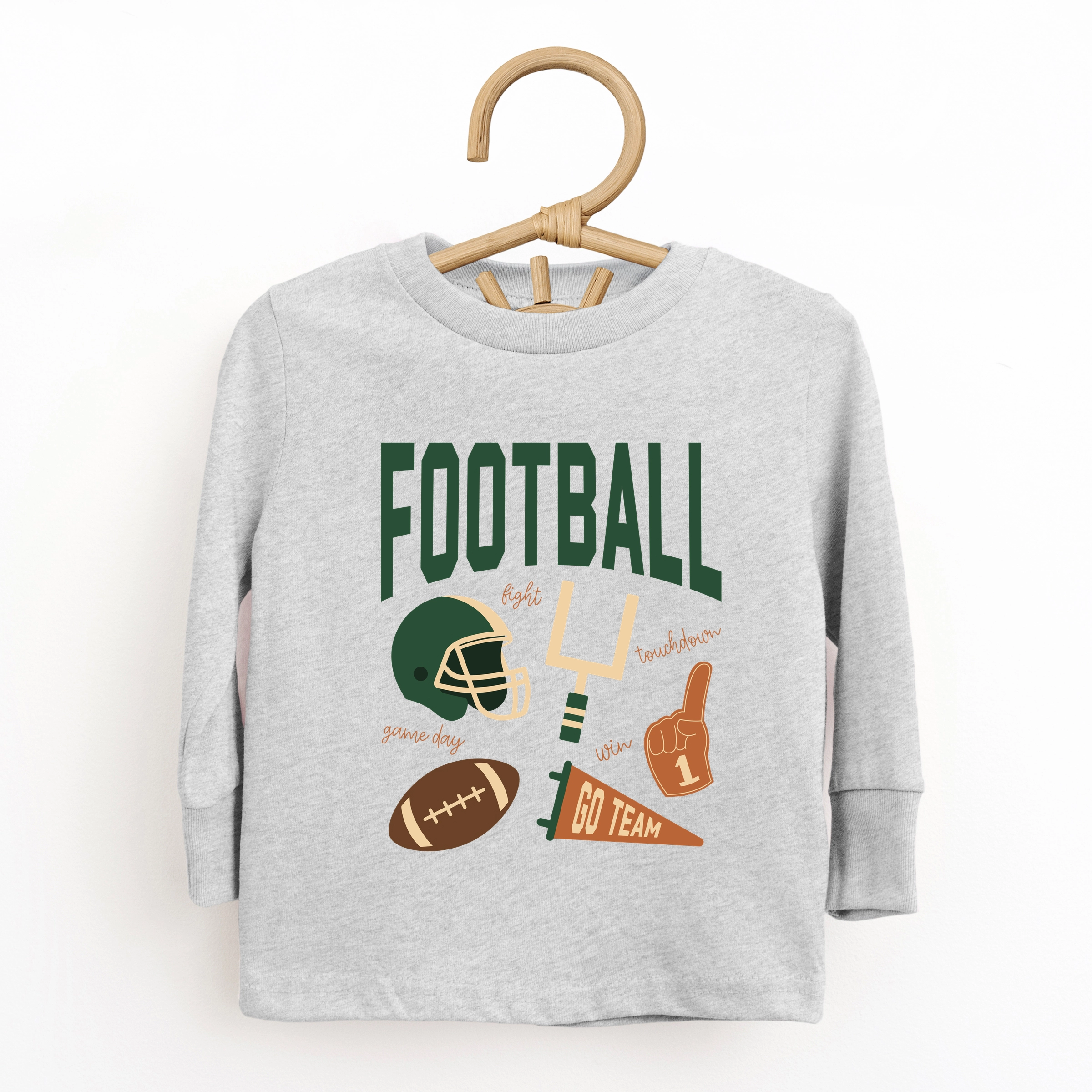 The Juniper Shop - Toddler Long Sleeve Graphic Tee Football Green Icons