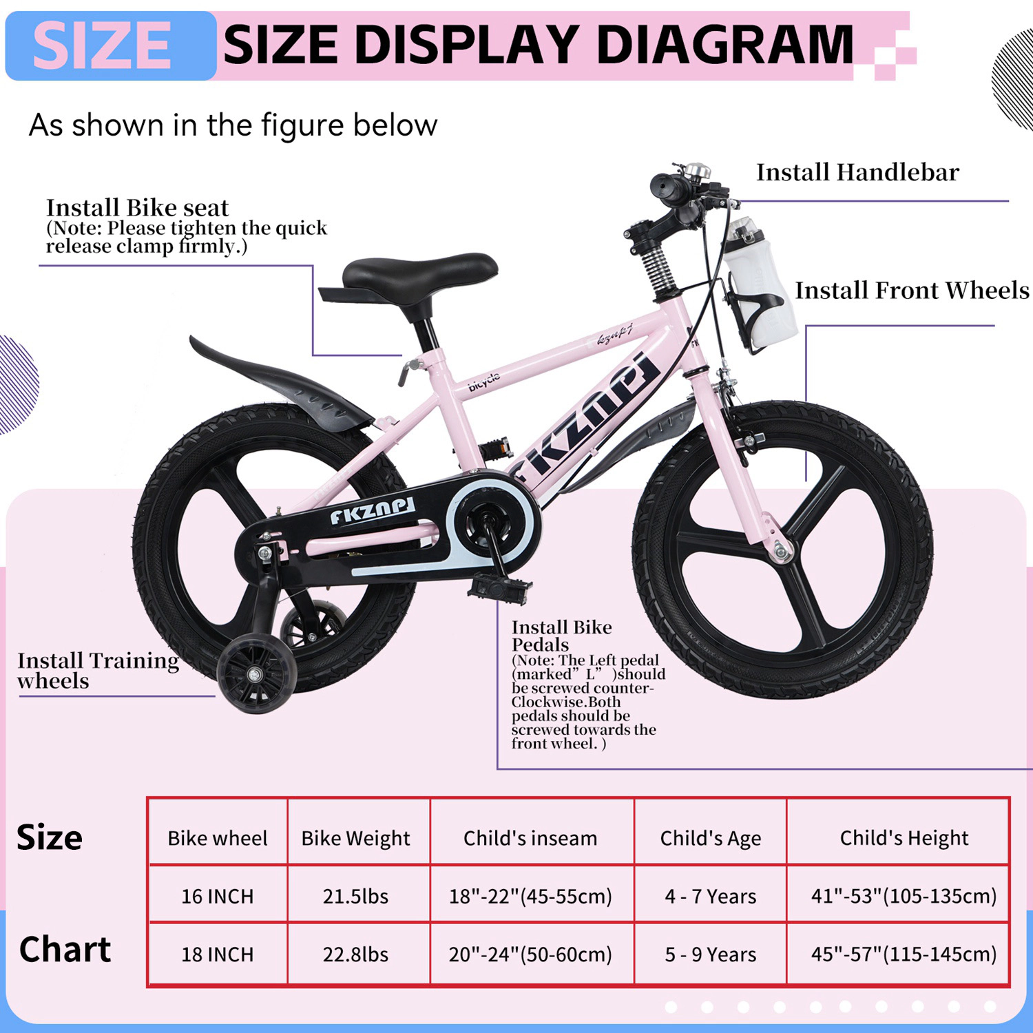 GBruno Steel Frame Kids Bike With Training Wheels