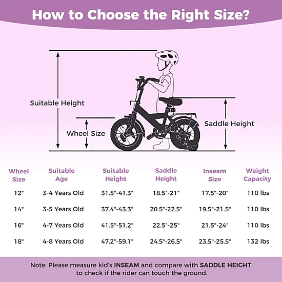 SUGIFT Adjustable 14-Inch Kids Bike with Training Wheels 110-lb Capacity Ages 3-5 Years Purple Stars & Moon