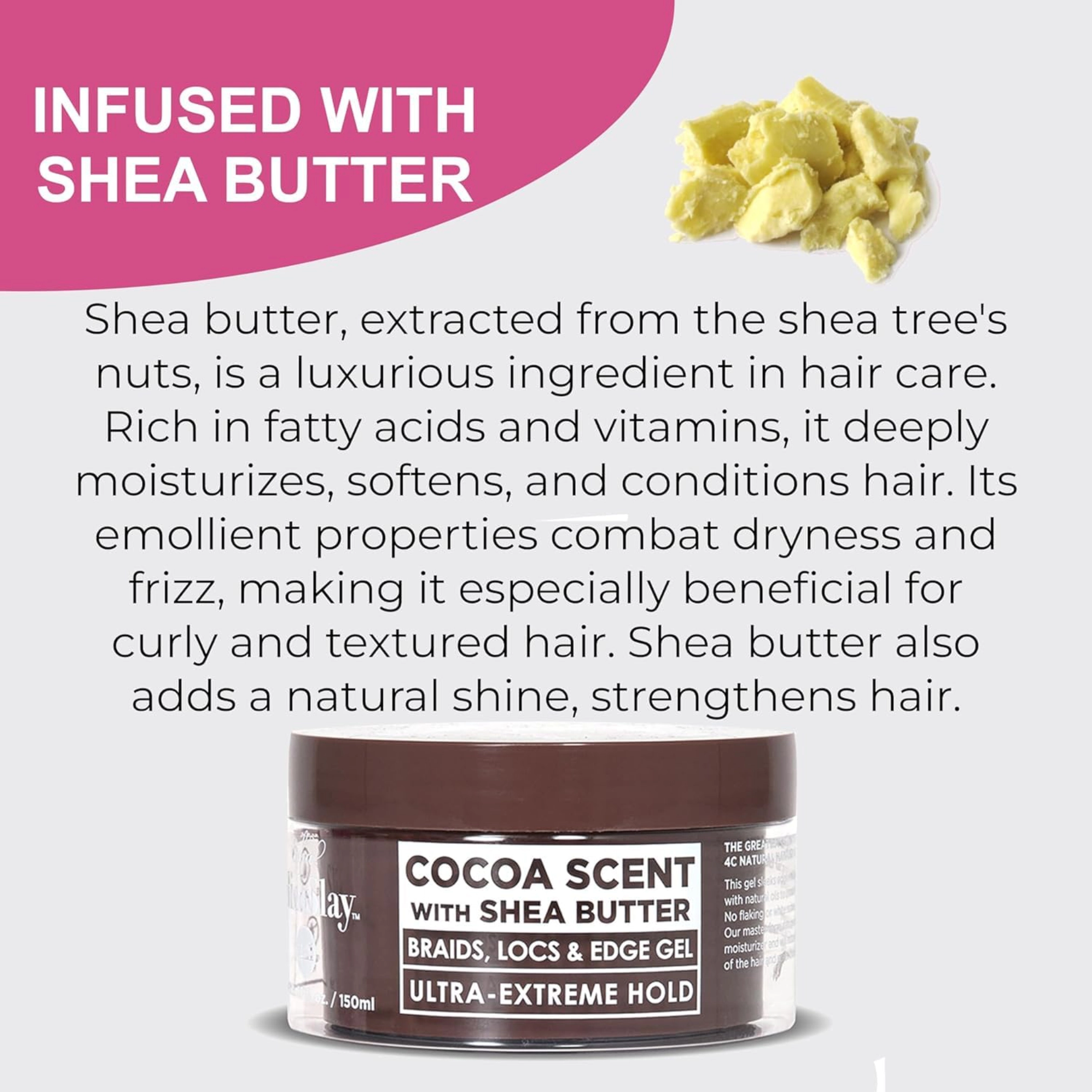 Esha Unisex Styling Gel Slick N Slay 2-in-1 Braid & Edge Gel, Cocoa Scent with Shea Butter