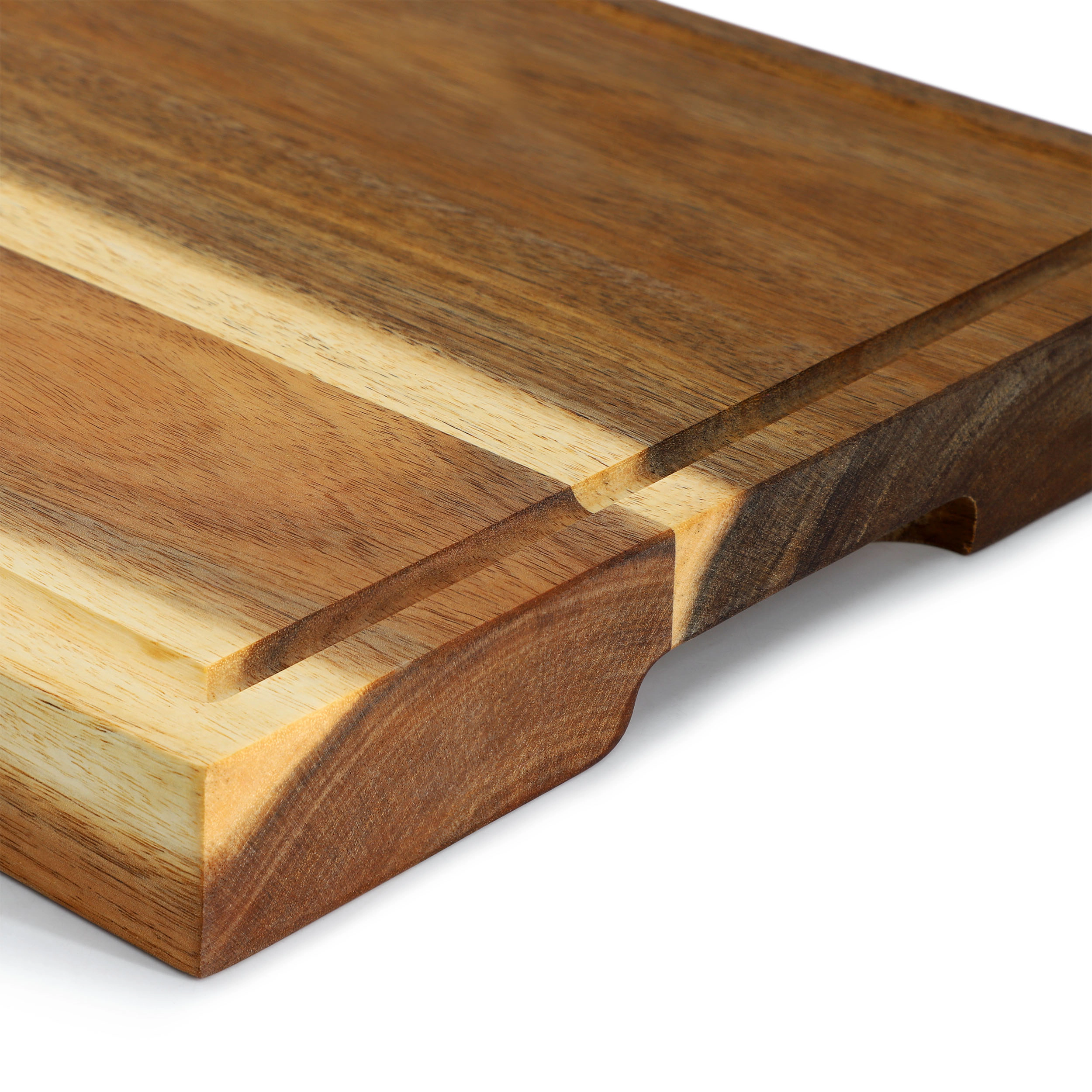 MegaChef 15.5 x 12 Inch Acacia Wood 1.5 Inch Thick Carving and Cutting Serving Butcher Board with Juice Groove