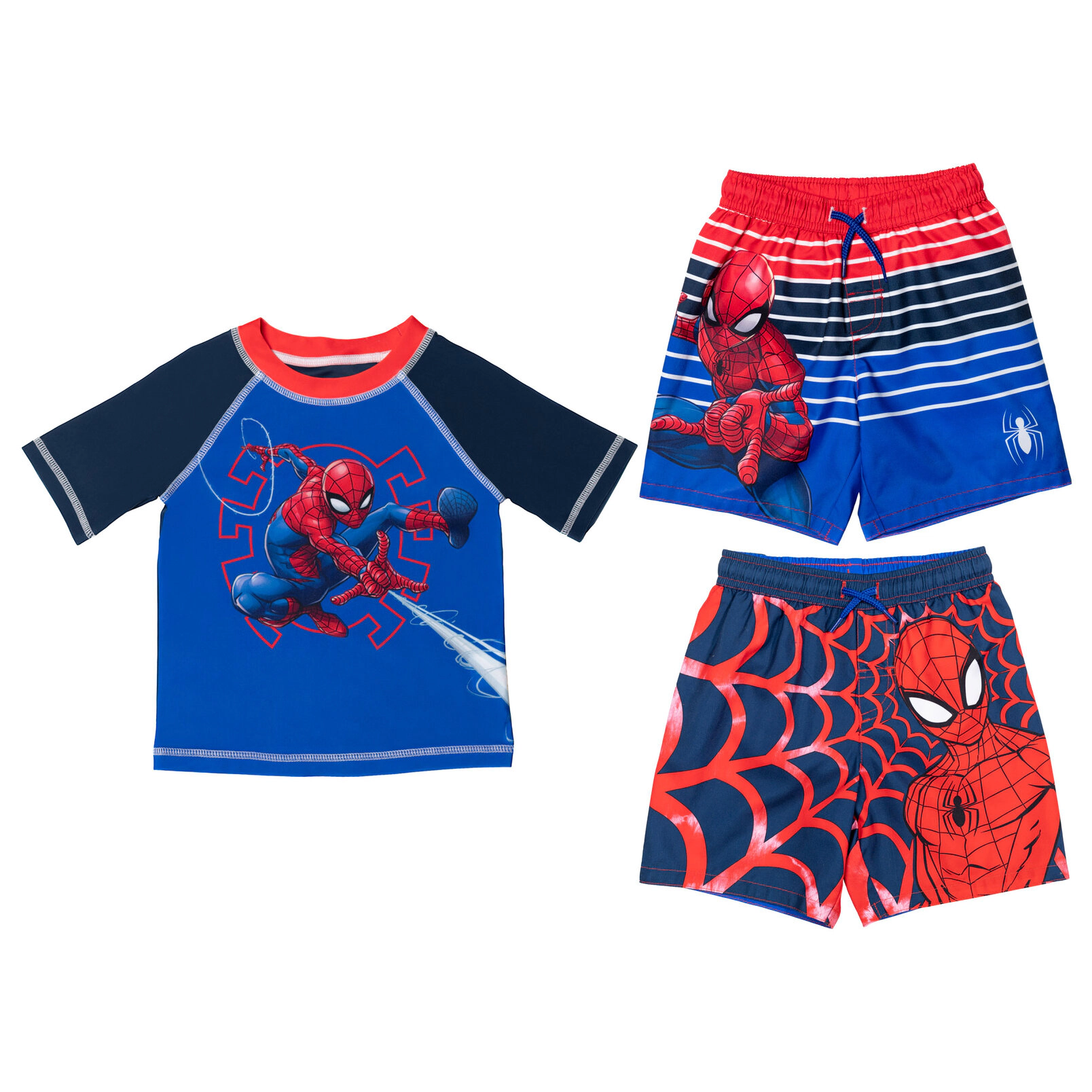 Marvel Spider-Man Boys' Rash Guard and Swim Trunks Set