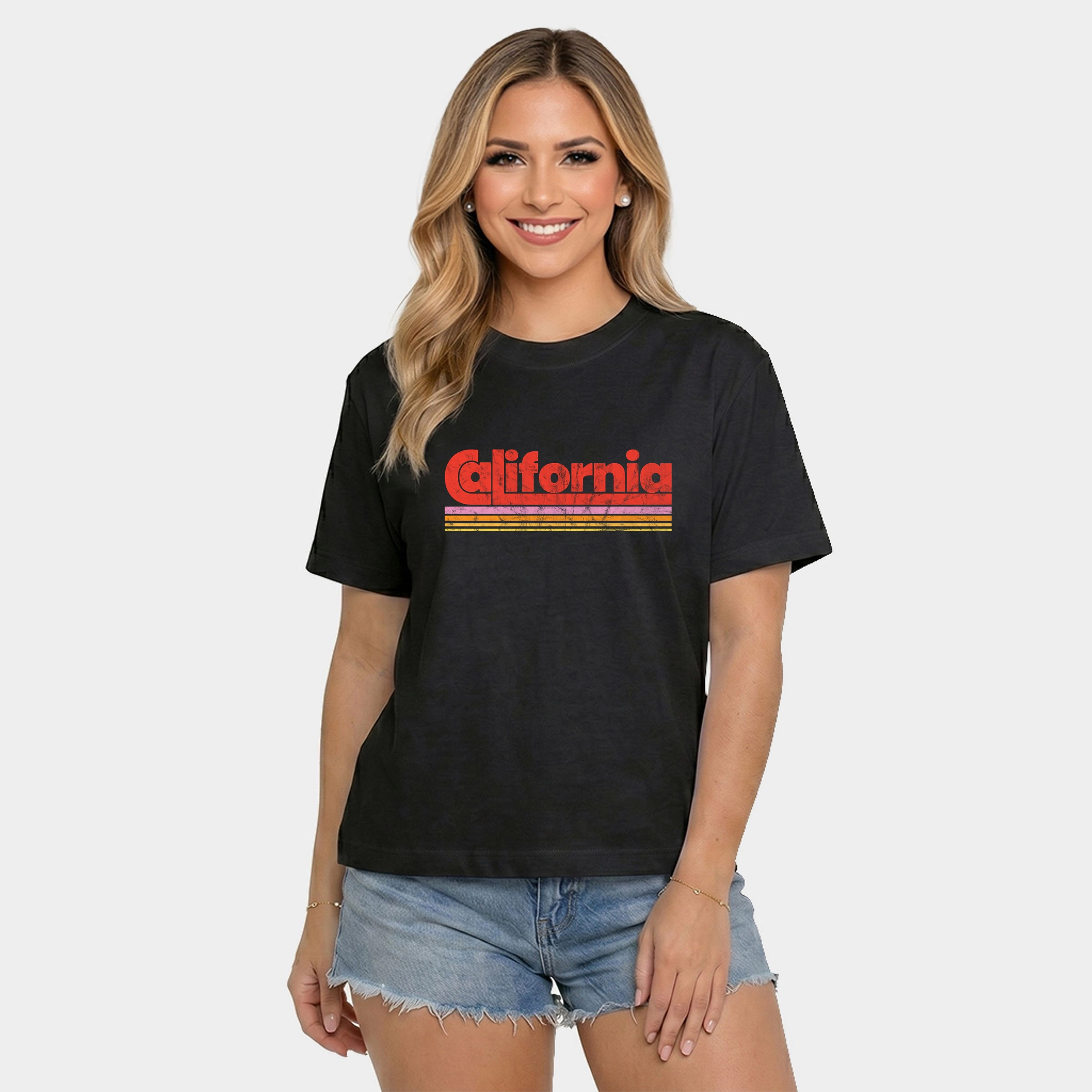 Simply Sage Market - Women's Relaxed Boxy Tee California Retro Stripes
