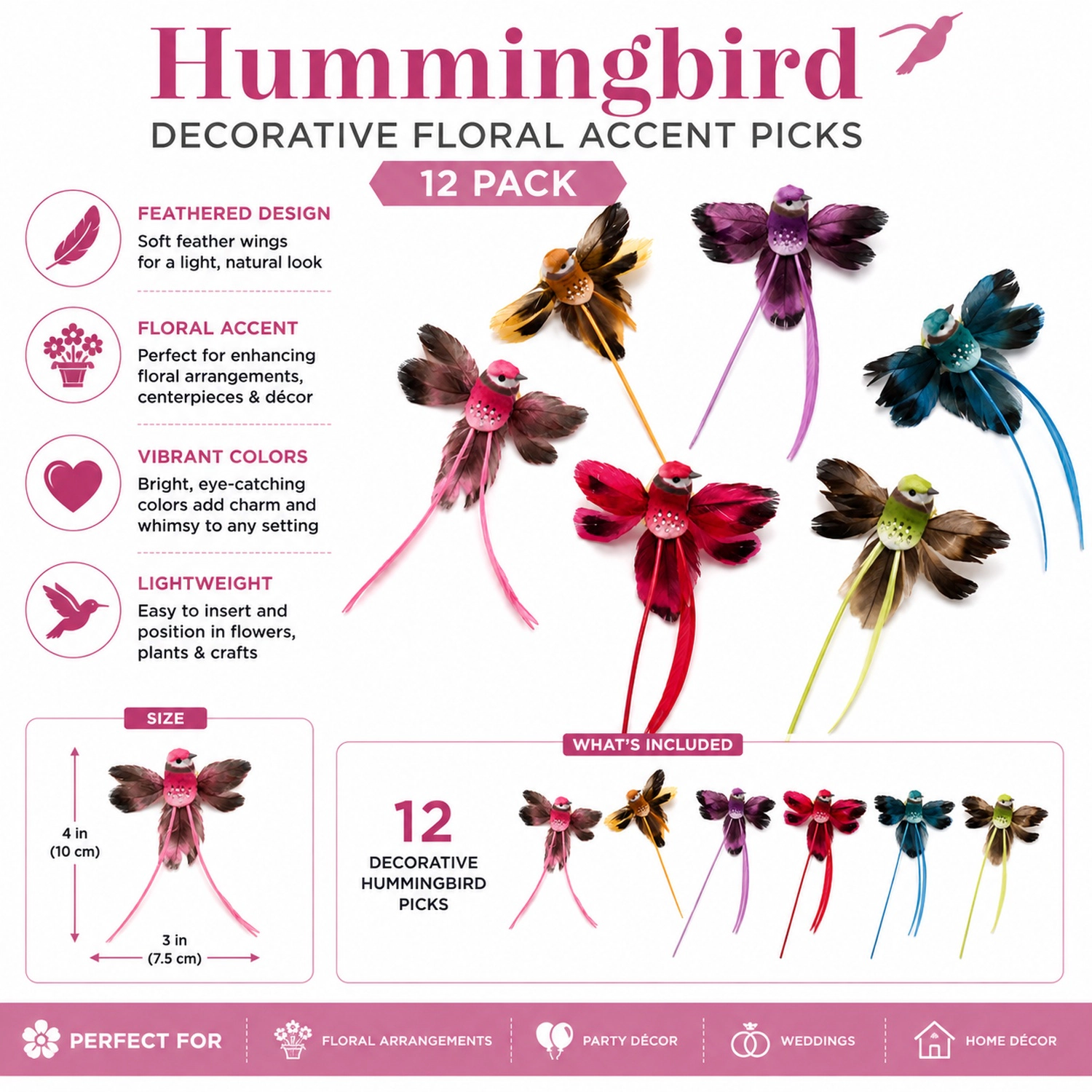 LoonBalloon Party Hummingbird Floral Foil Balloon 18 in