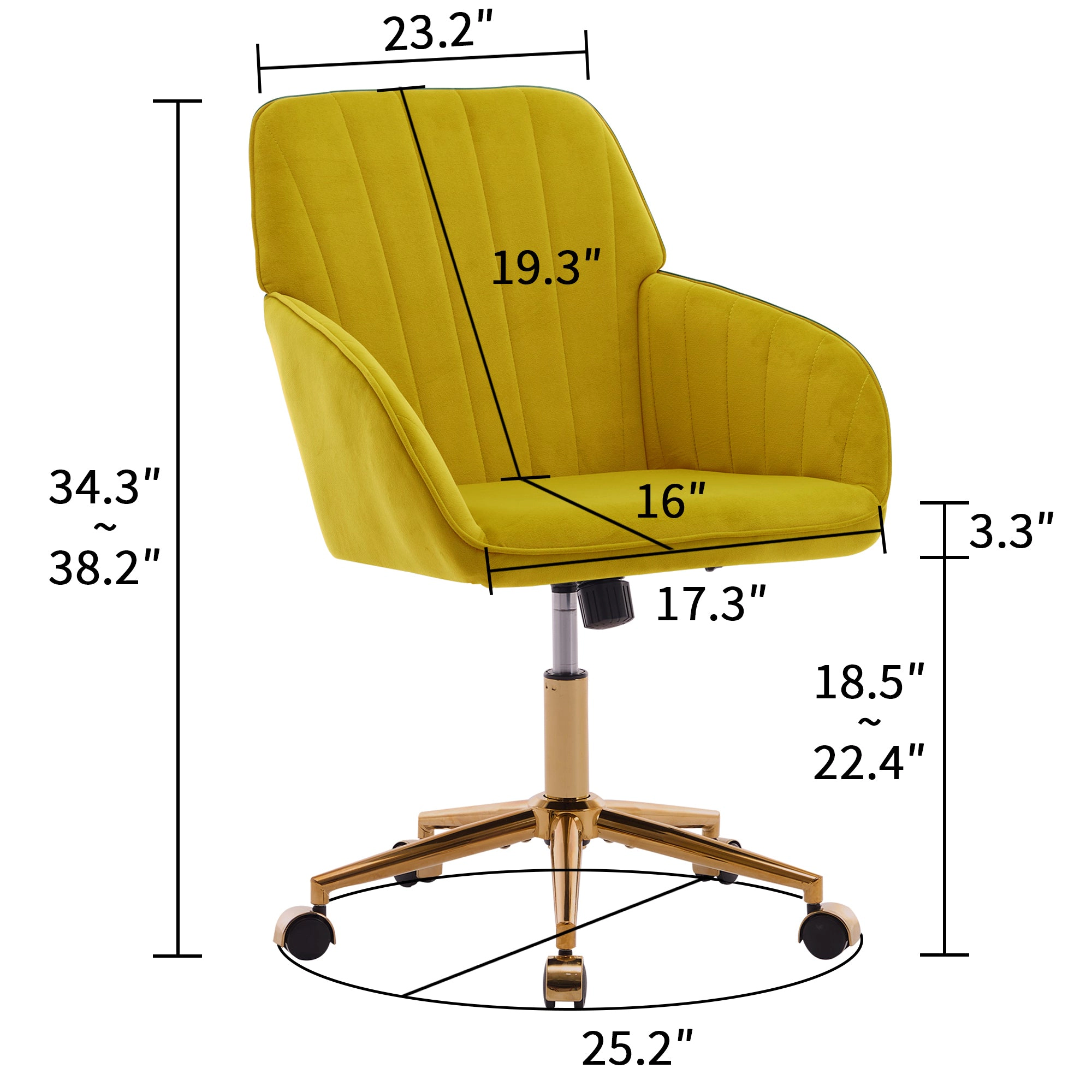 Platinum-Level Office Chairs Bright Yellow Velvet Office Chair Modern Ergonomic Swivel