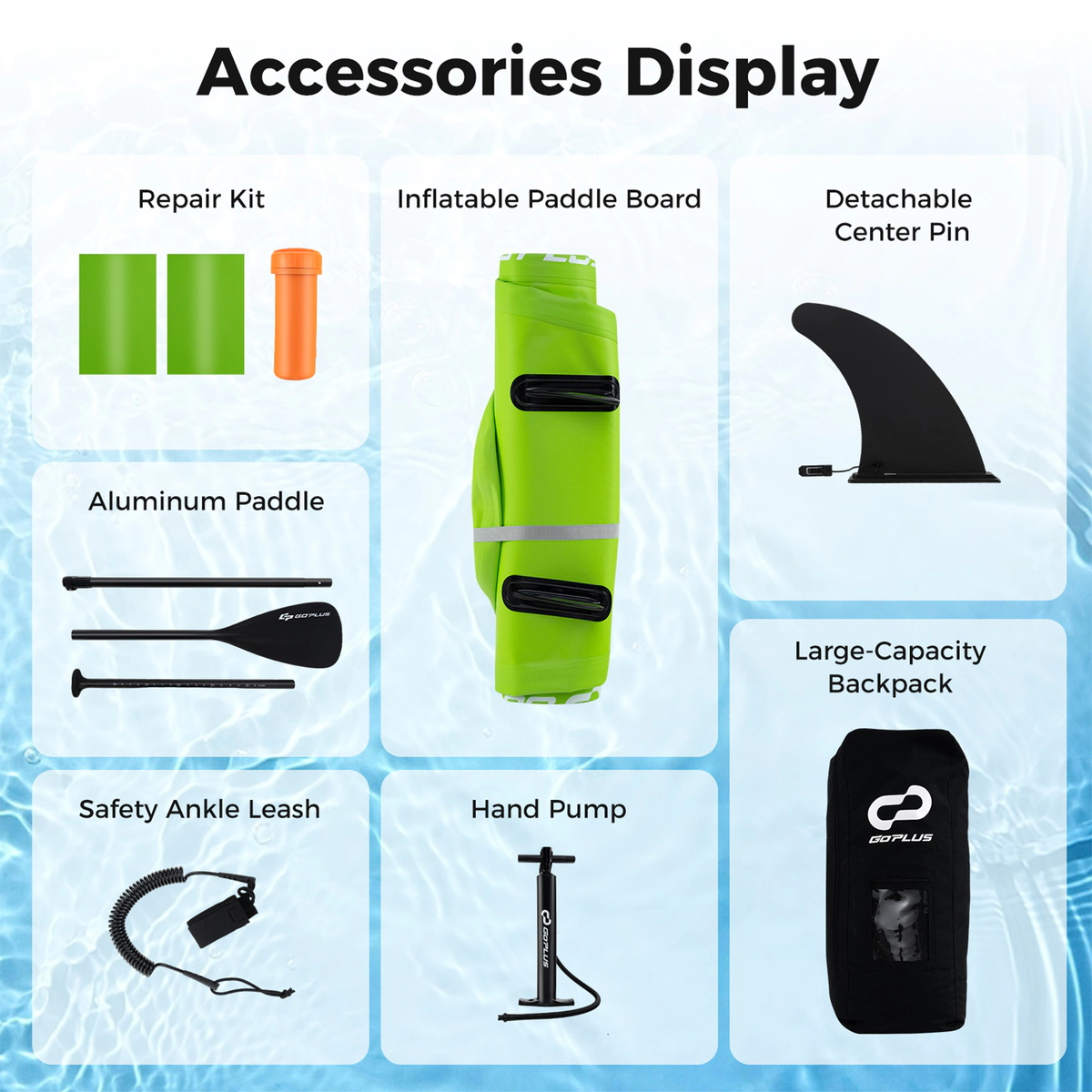 SUGIFT Adult Green 11-ft Inflatable Paddle Board with 3 Removable Fins and Hand Pump 30-in W 350-lb Rider Capacity