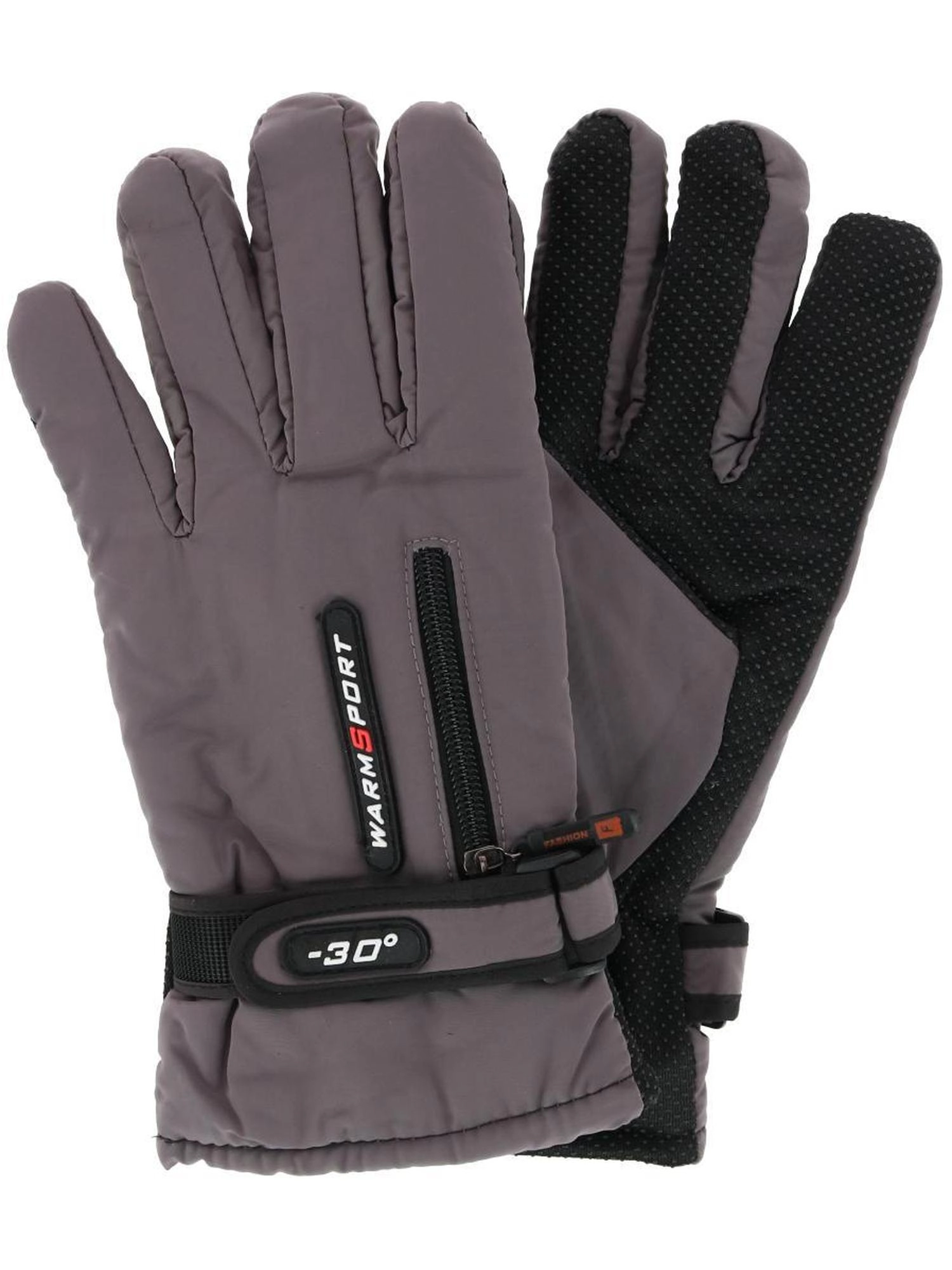 CTM Men's Lined Winter Gloves with Zipper Pocket