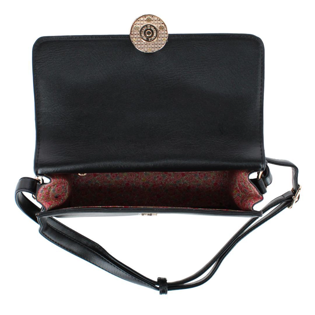 CTM Women's Synthetic Leather Adjustable Crossbody with Flap Closure