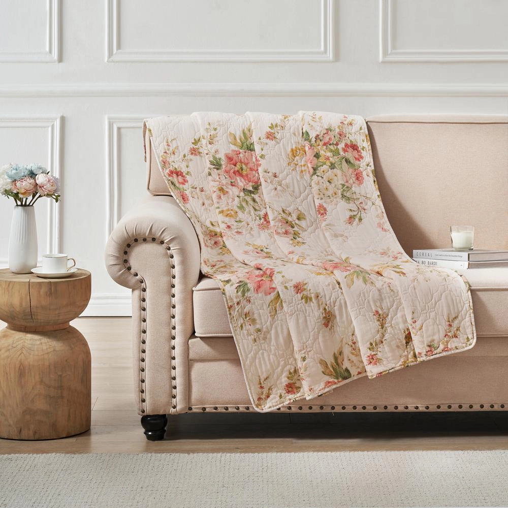 Greenland Home Fashions Grace Stunning Floral Design Luxurious Modern Ultimate Comfort Throw Accessory 50"x60" Buttercup