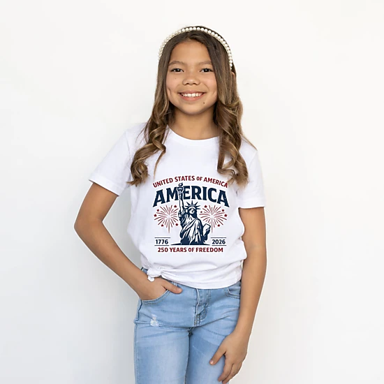 The Juniper Shop - America Statue of Liberty 250 Years - Youth Short Sleeve Graphic T-Shirt