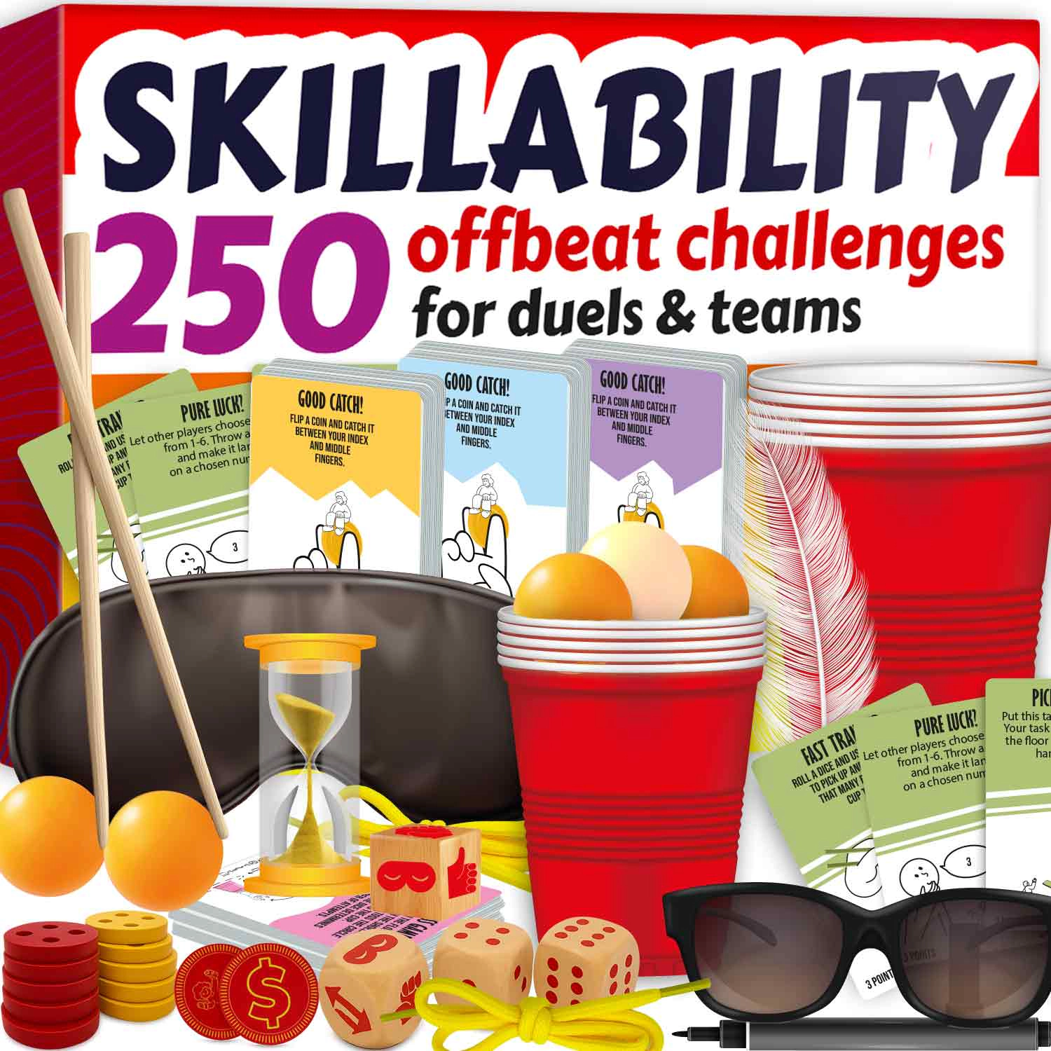 QUOKKA Party Games for Adults & Family, 250 Fun Challenges, Team Building & Family Game Night