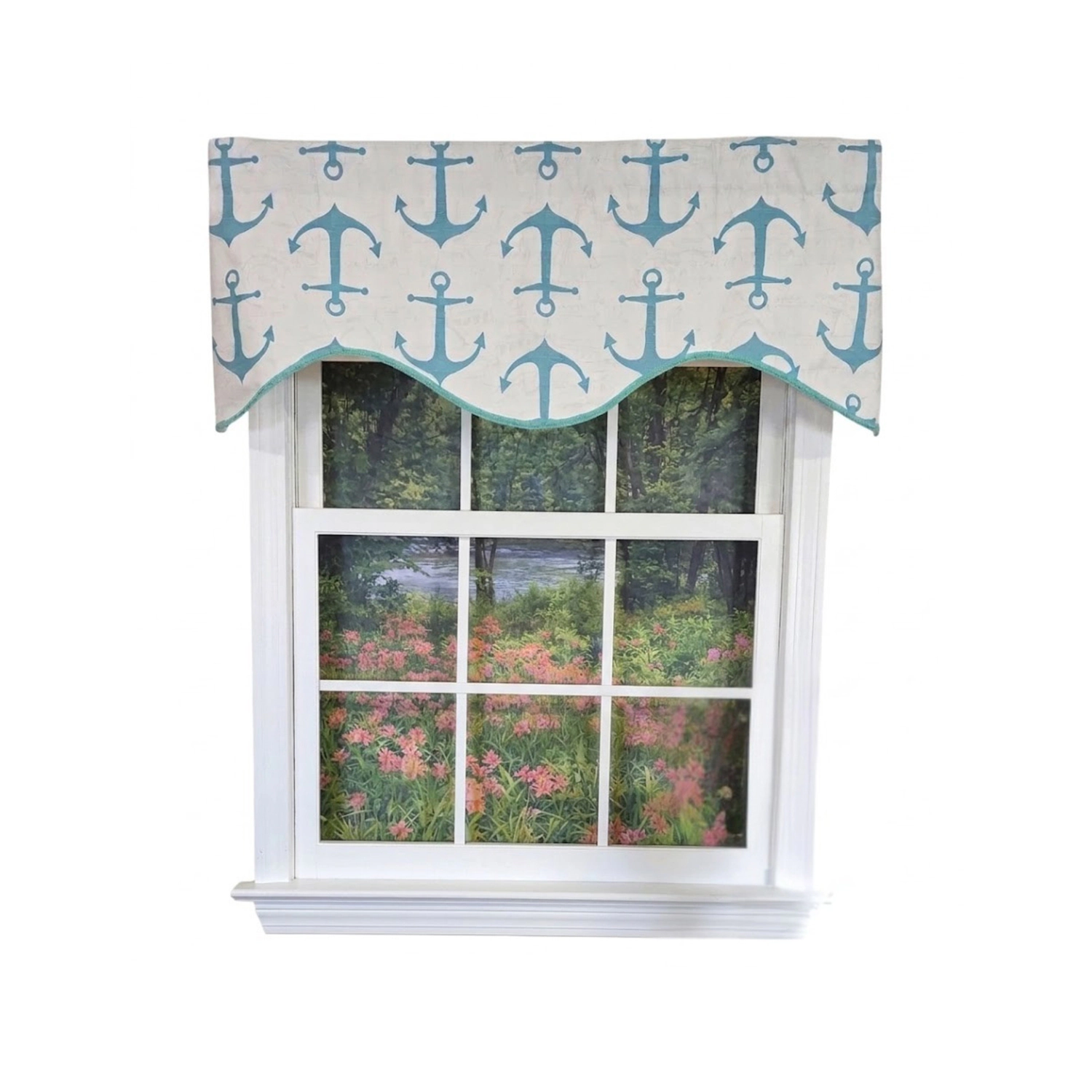 RLF Home Anchors Cornice Window Valance 100% Cotton Lined Rod Pocket 50" x 17" Green