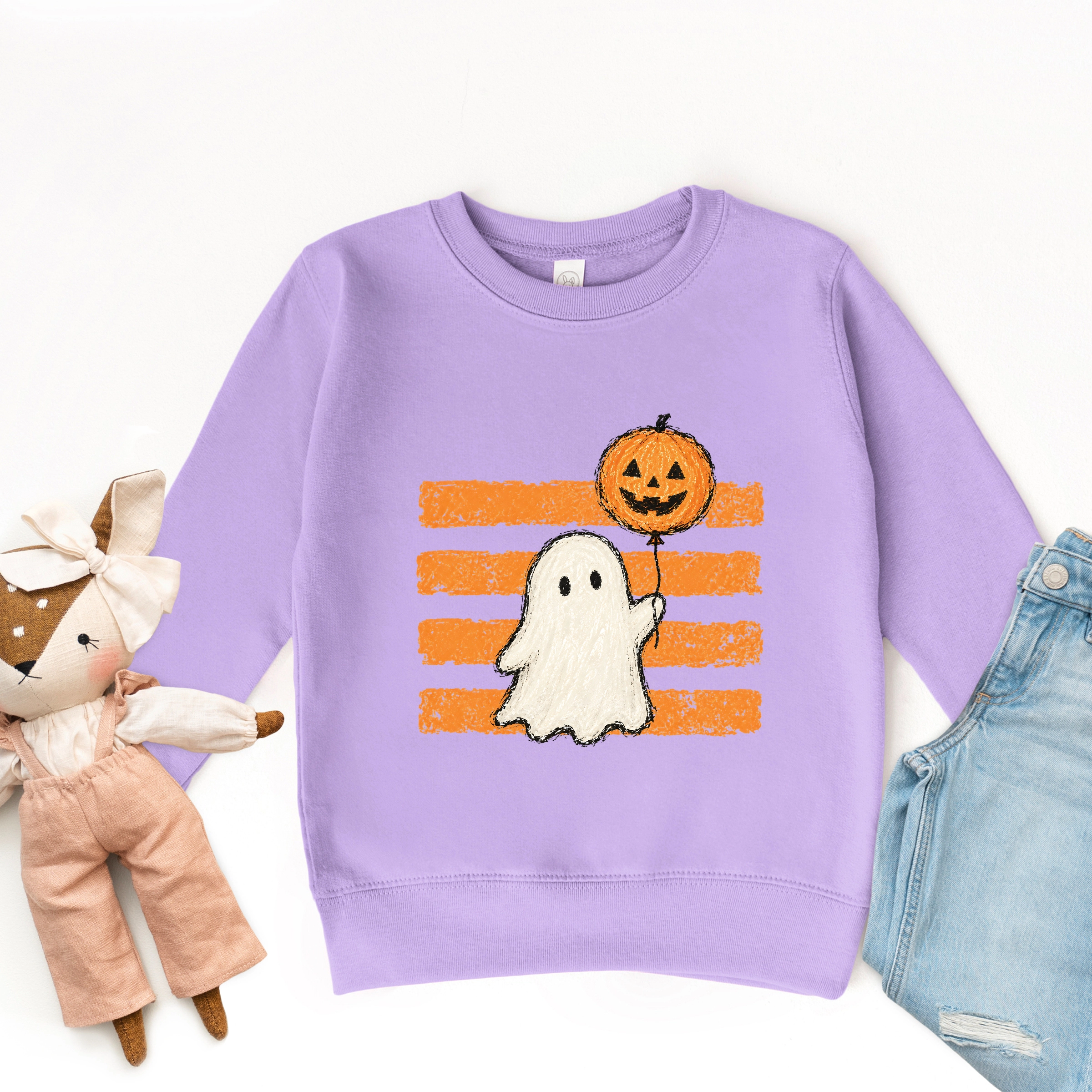 The Juniper Shop - Toddler Graphic Sweatshirt Ghost Balloon Stripes