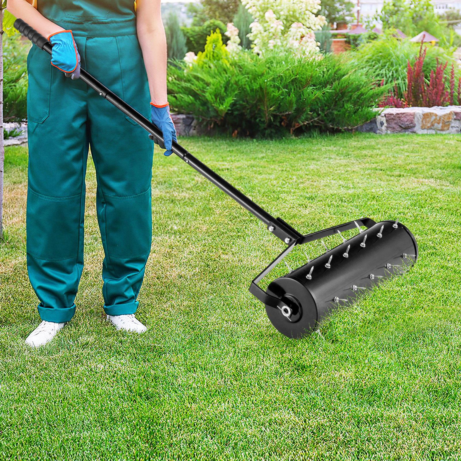 LJG 18/21 Inch Manual Lawn Aerator with Detachable Handle-21 Inches