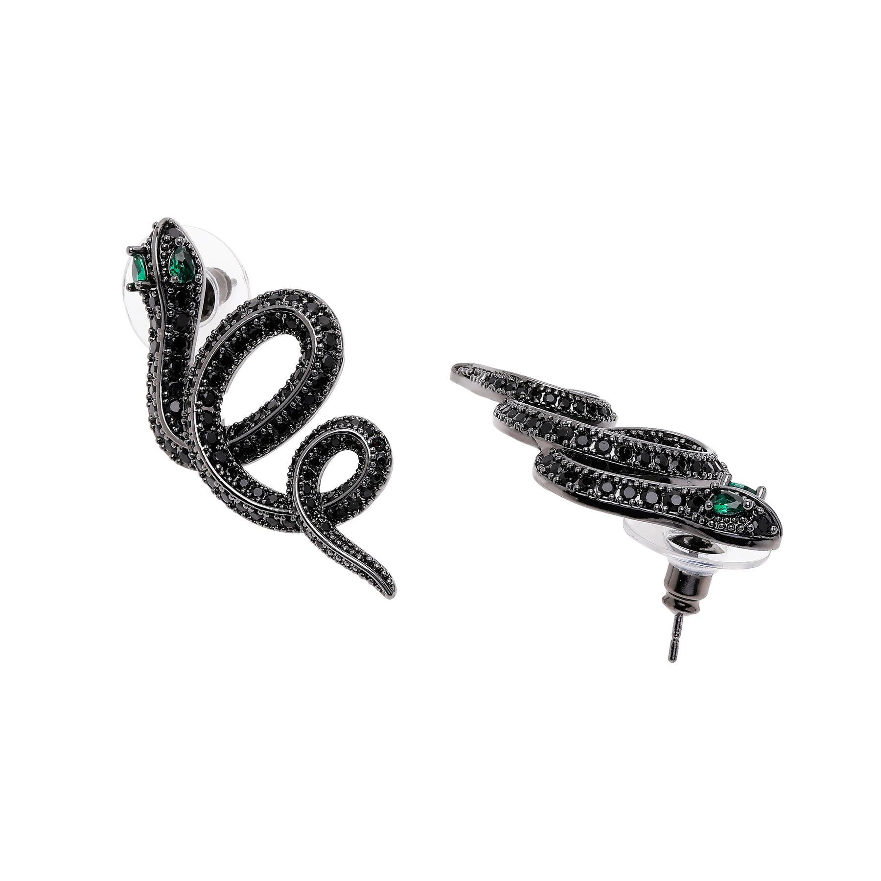 AGP PARIS Womens Black Serpent Stud Earrings