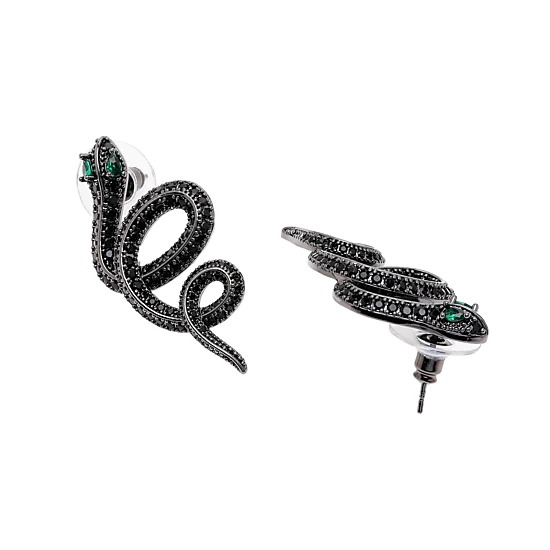 AGP PARIS Womens Black Serpent Stud Earrings