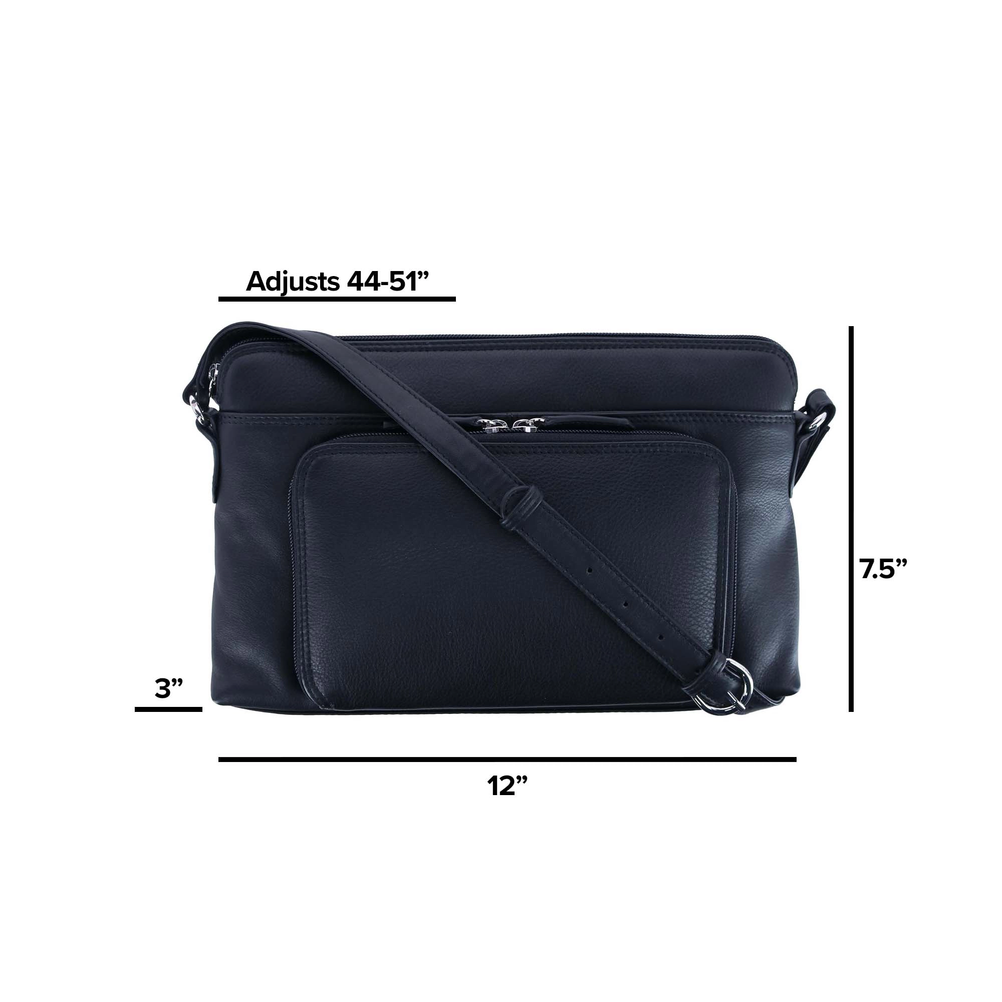 CTM Women's Leather Shoulder Bag Purse w/ Side Organizer (Larger Version)